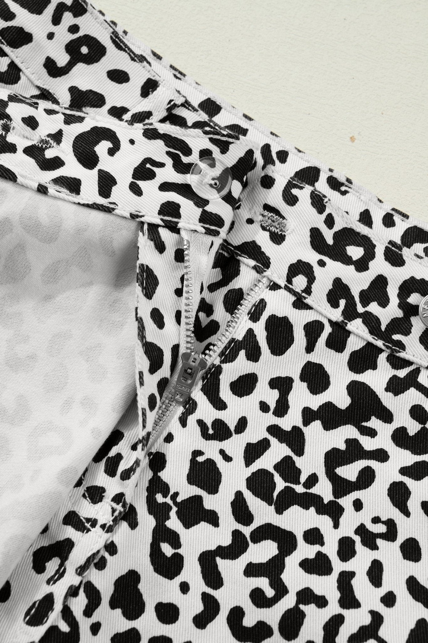 Leopard Denim Buttoned Overlap Shorts - Rooted & Reckless Co.
