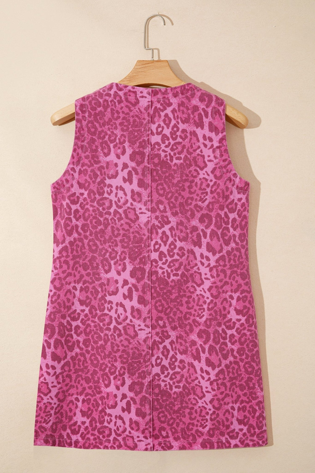 Leopard Denim Buttoned Sleeveless Dress - Rooted & Reckless Co.