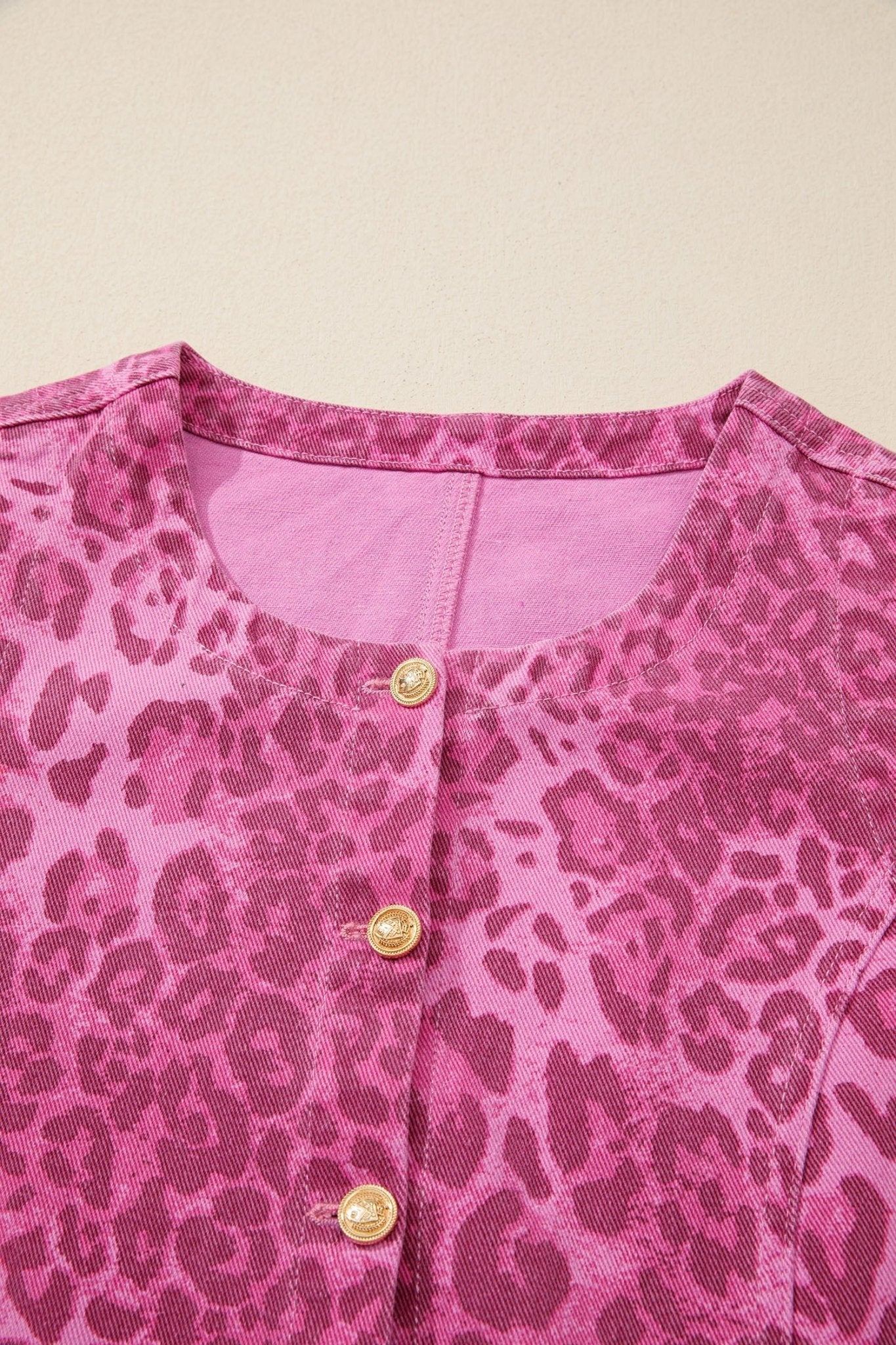 Leopard Denim Buttoned Sleeveless Dress - Rooted & Reckless Co.
