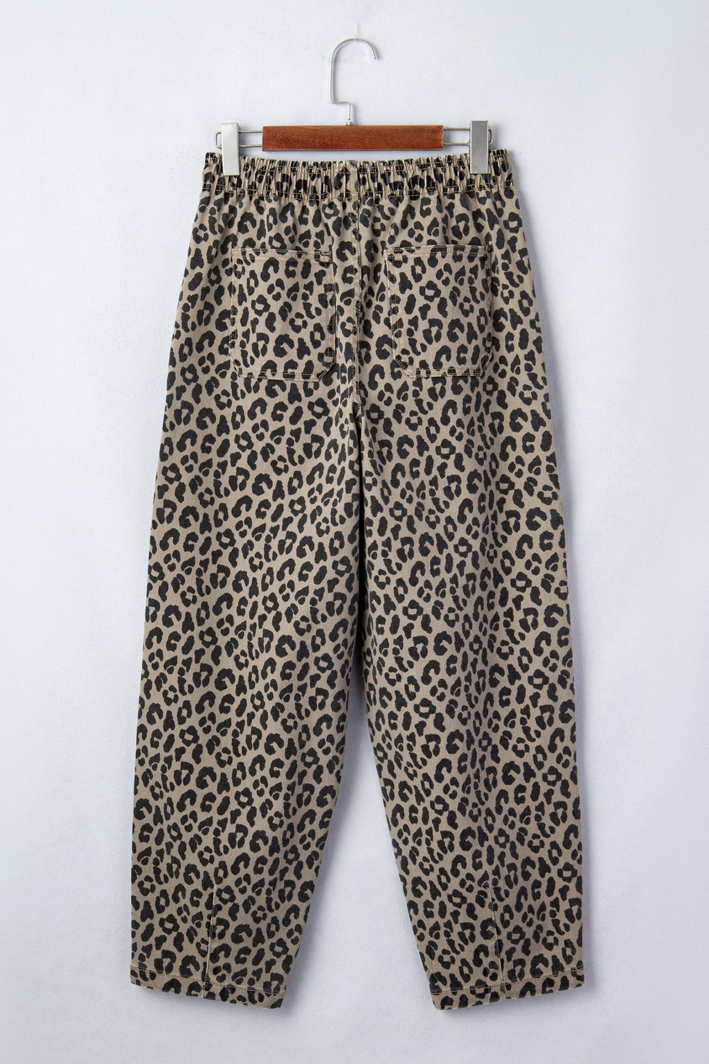 Leopard Denim Drawstring Elastic Waist Loose Pants - Rooted & Reckless Co.