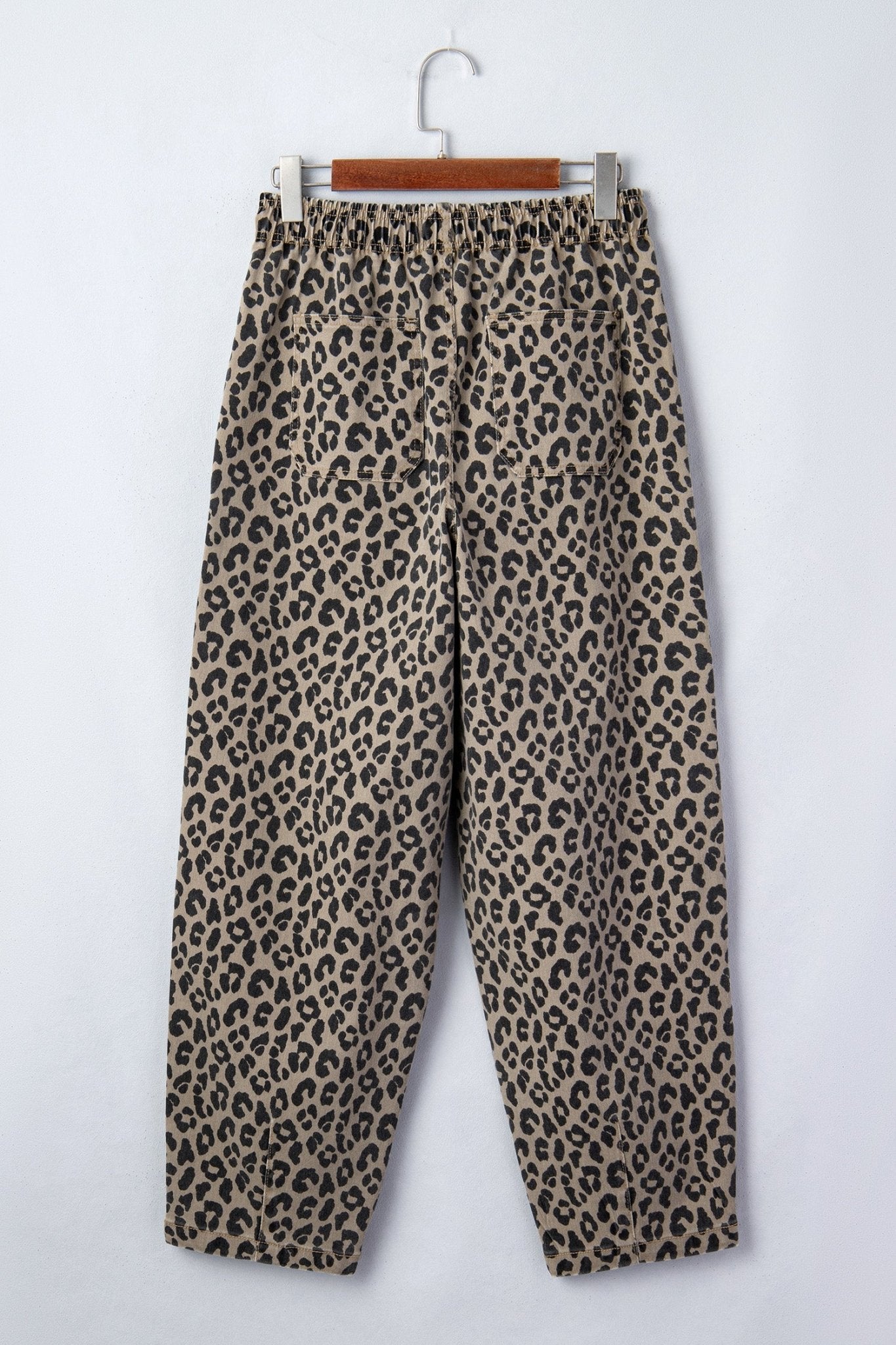 Leopard Denim Drawstring Elastic Waist Loose Pants - Rooted & Reckless Co.