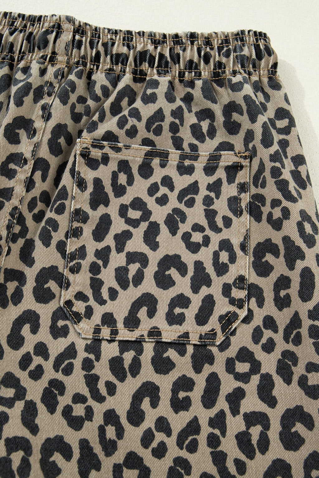 Leopard Denim Drawstring Elastic Waist Loose Pants - Rooted & Reckless Co.