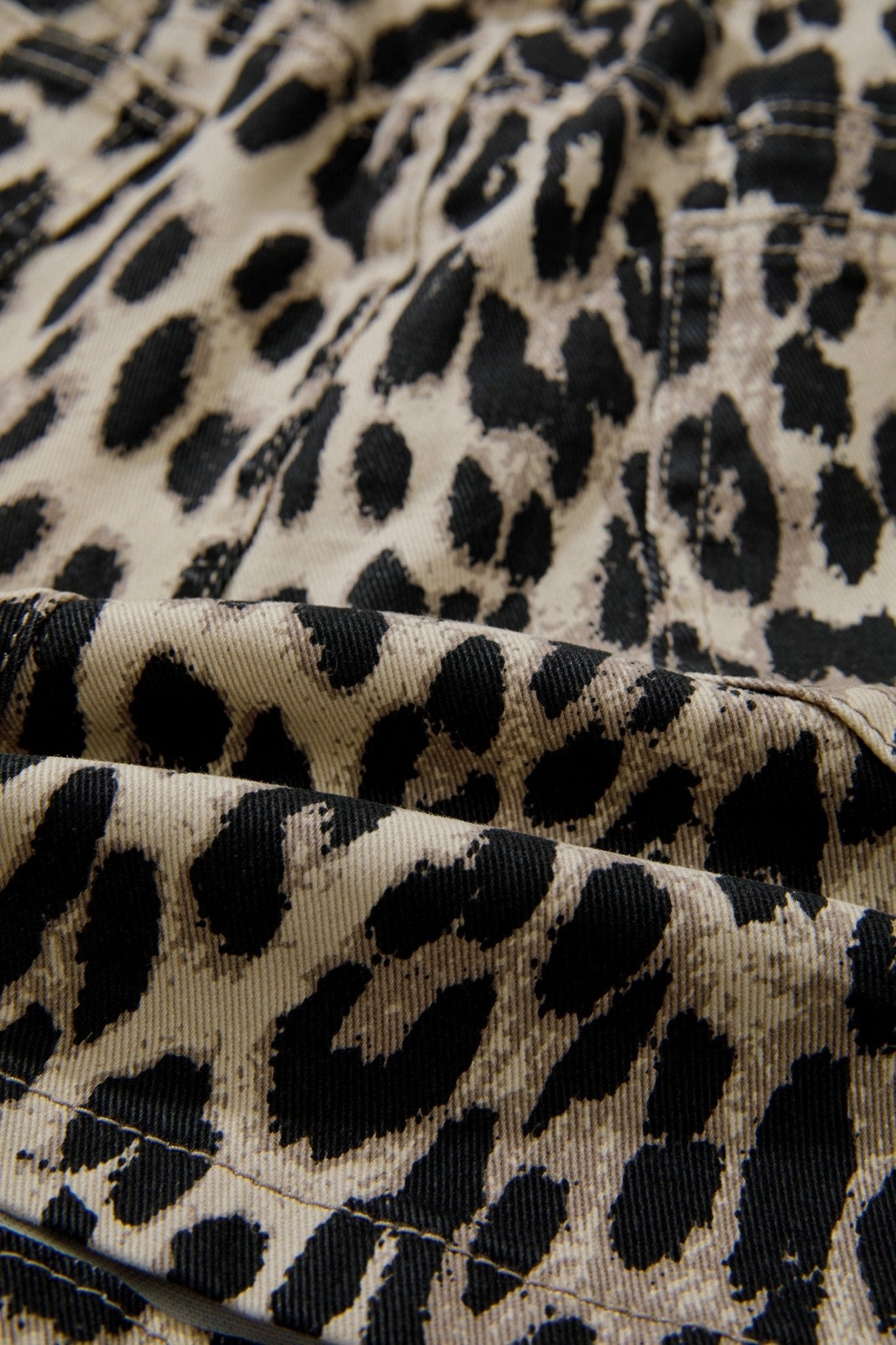 Leopard Denim Drawstring Elastic Waist Shorts - Rooted & Reckless Co.