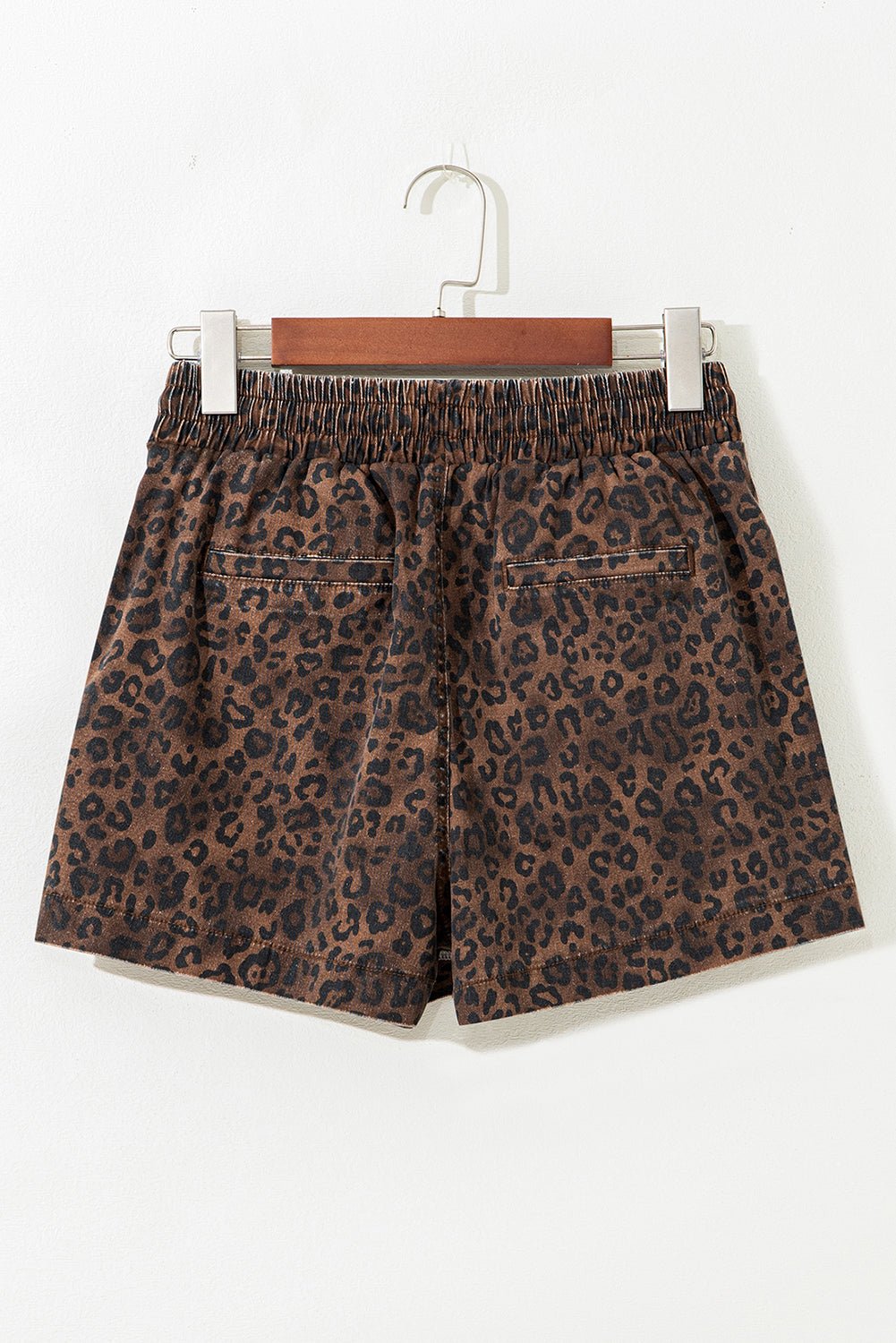 Leopard Denim Drawstring Elastic Waist Skort - Rooted & Reckless Co.