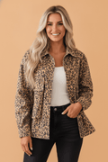 Leopard Denim Patch Pocket Buttoned Collar Jacket - Rooted & Reckless Co.