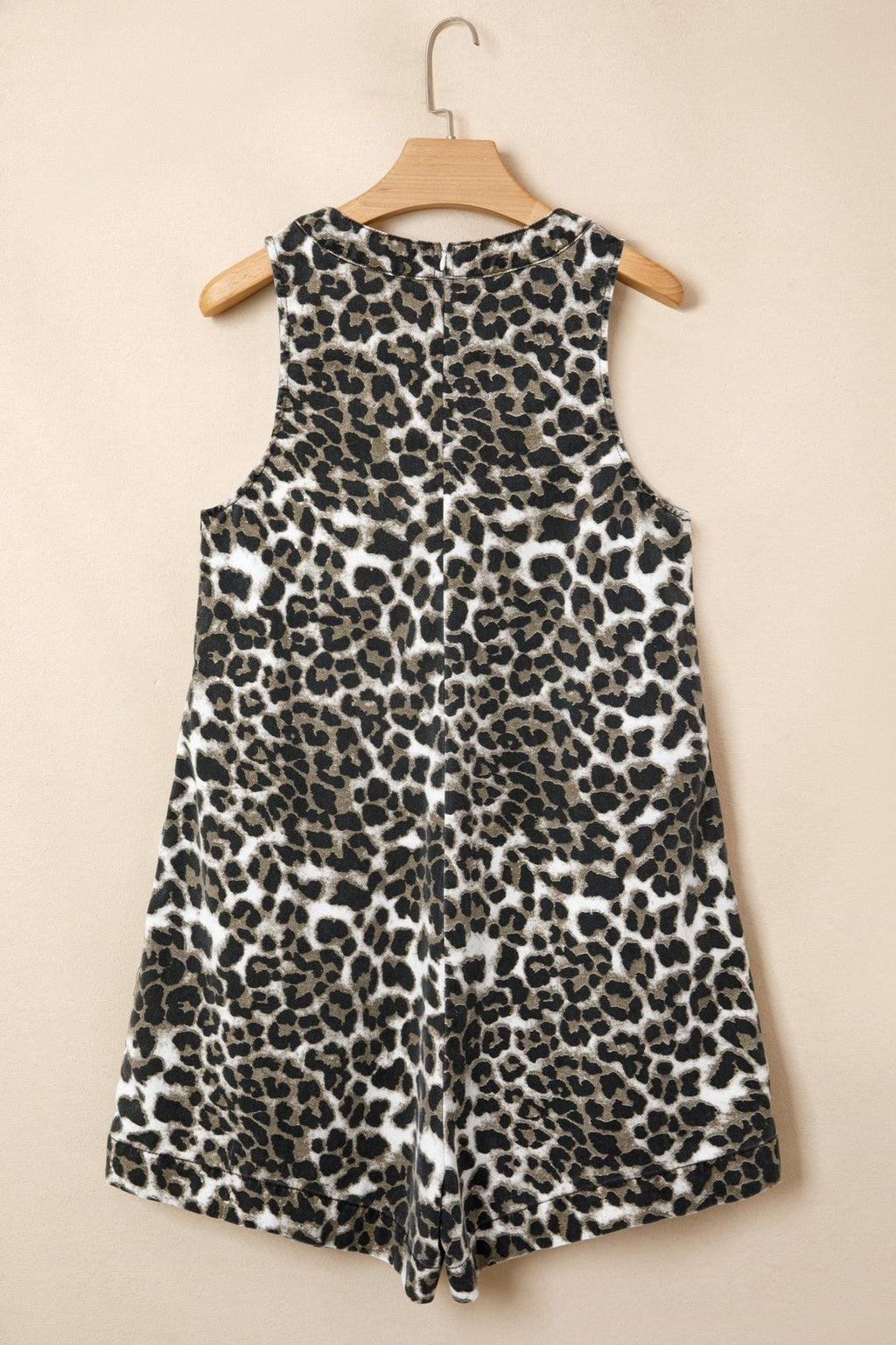 Leopard Denim Pleated Sleeveless Romper - Rooted & Reckless Co.