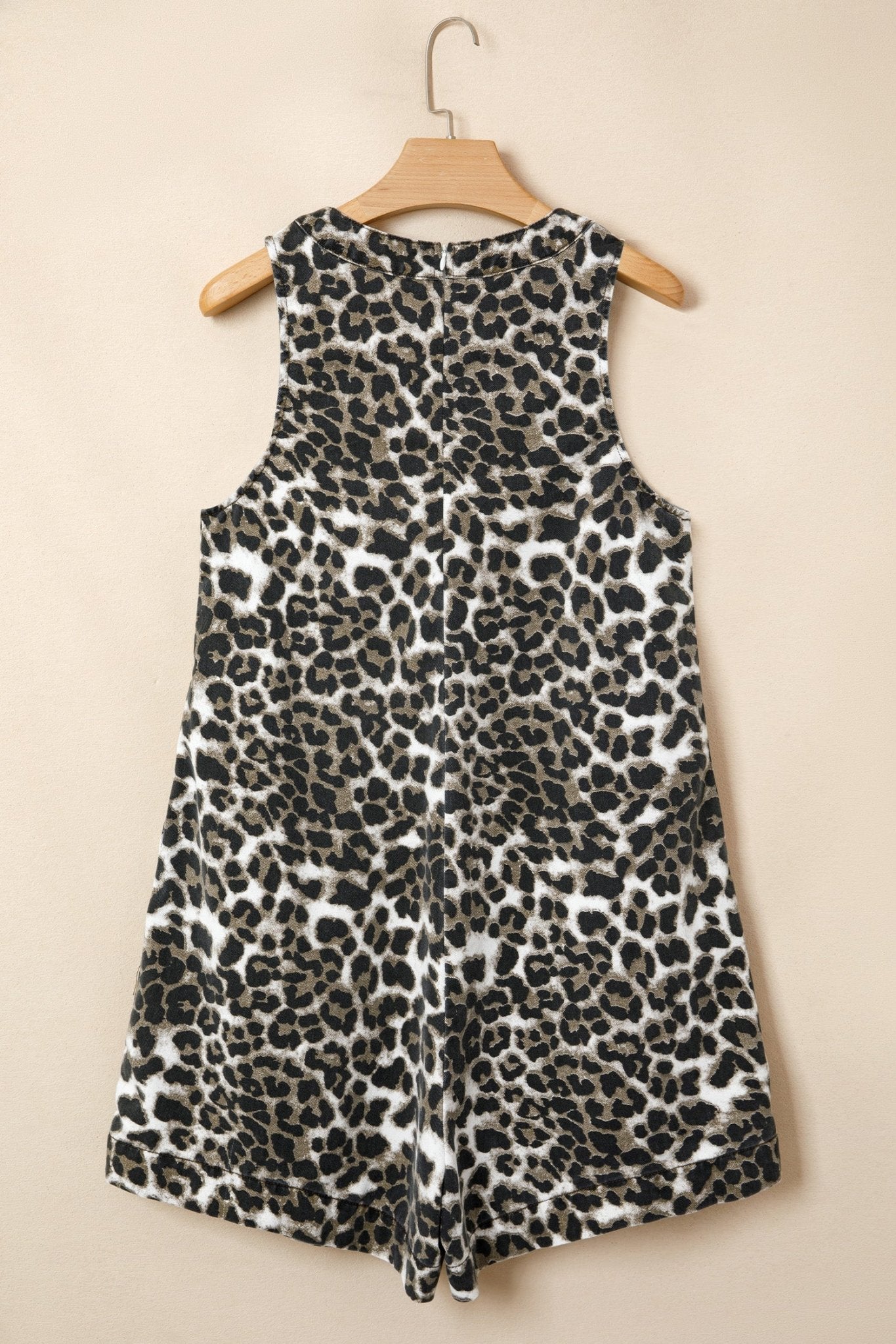 Leopard Denim Pleated Sleeveless Romper - Rooted & Reckless Co.