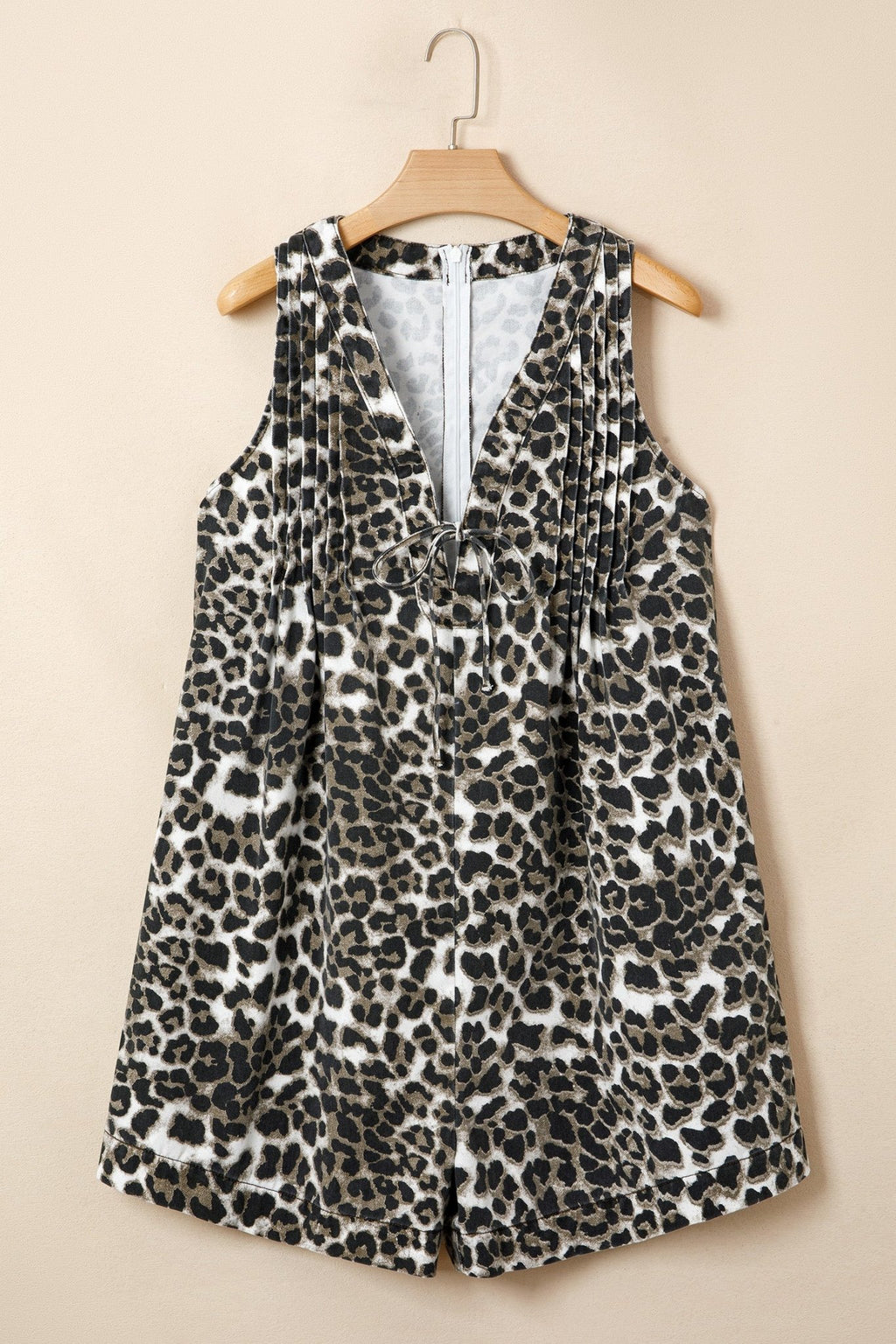 Leopard Denim Pleated Sleeveless Romper - Rooted & Reckless Co.