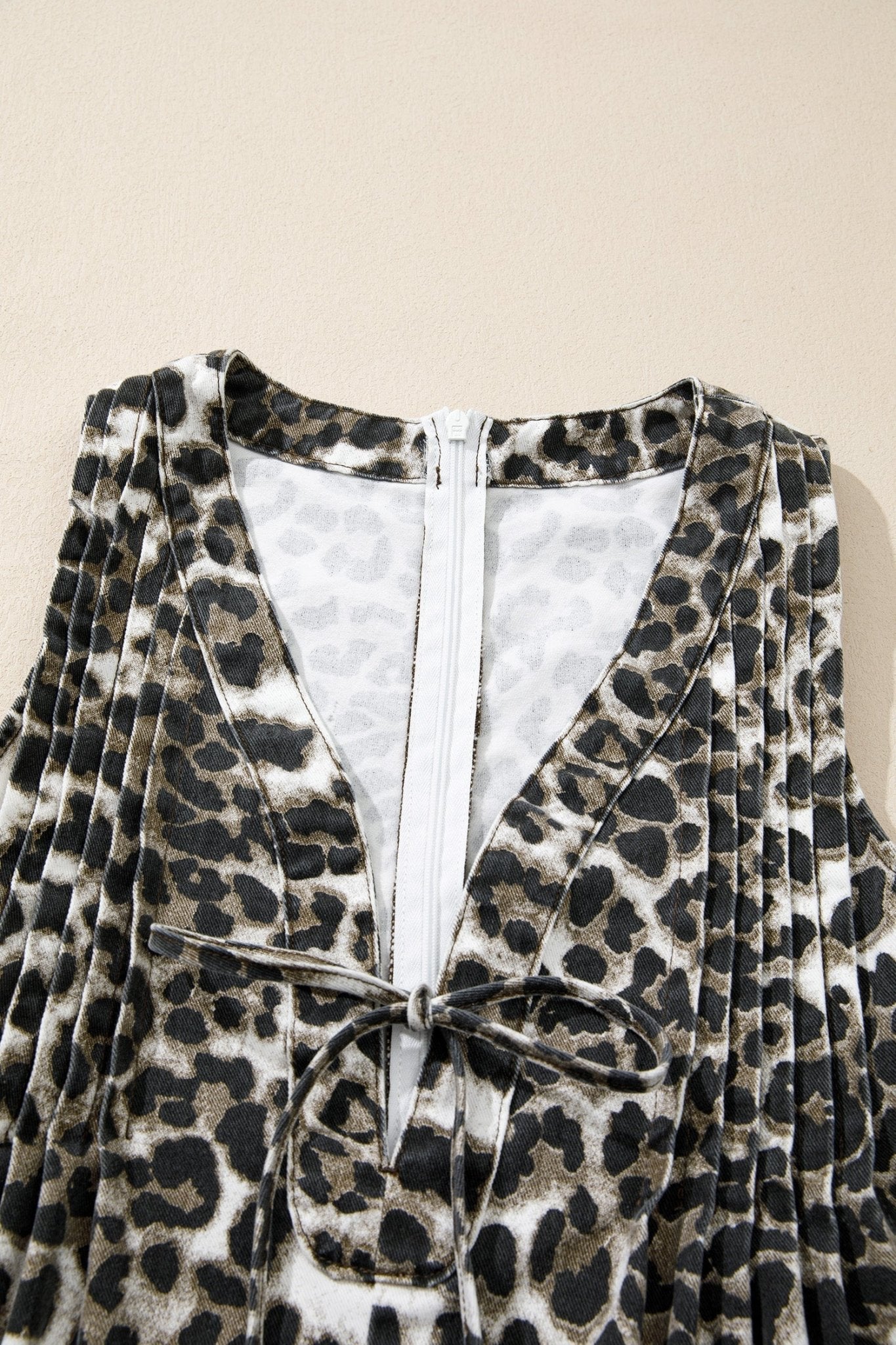 Leopard Denim Pleated Sleeveless Romper - Rooted & Reckless Co.