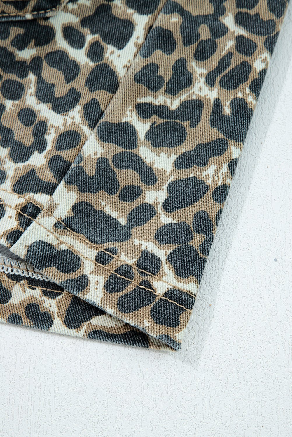 Leopard Denim Pocketed Mini Dress - Rooted & Reckless Co.