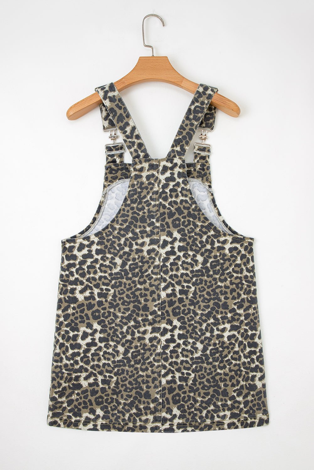 Leopard Denim Pocketed Mini Dress - Rooted & Reckless Co.