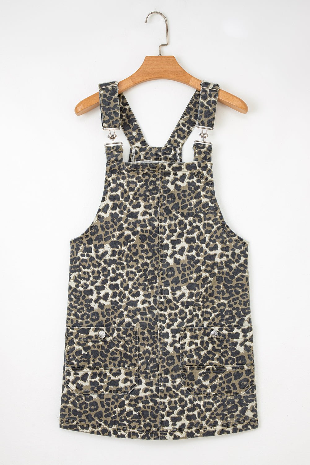 Leopard Denim Pocketed Mini Dress - Rooted & Reckless Co.