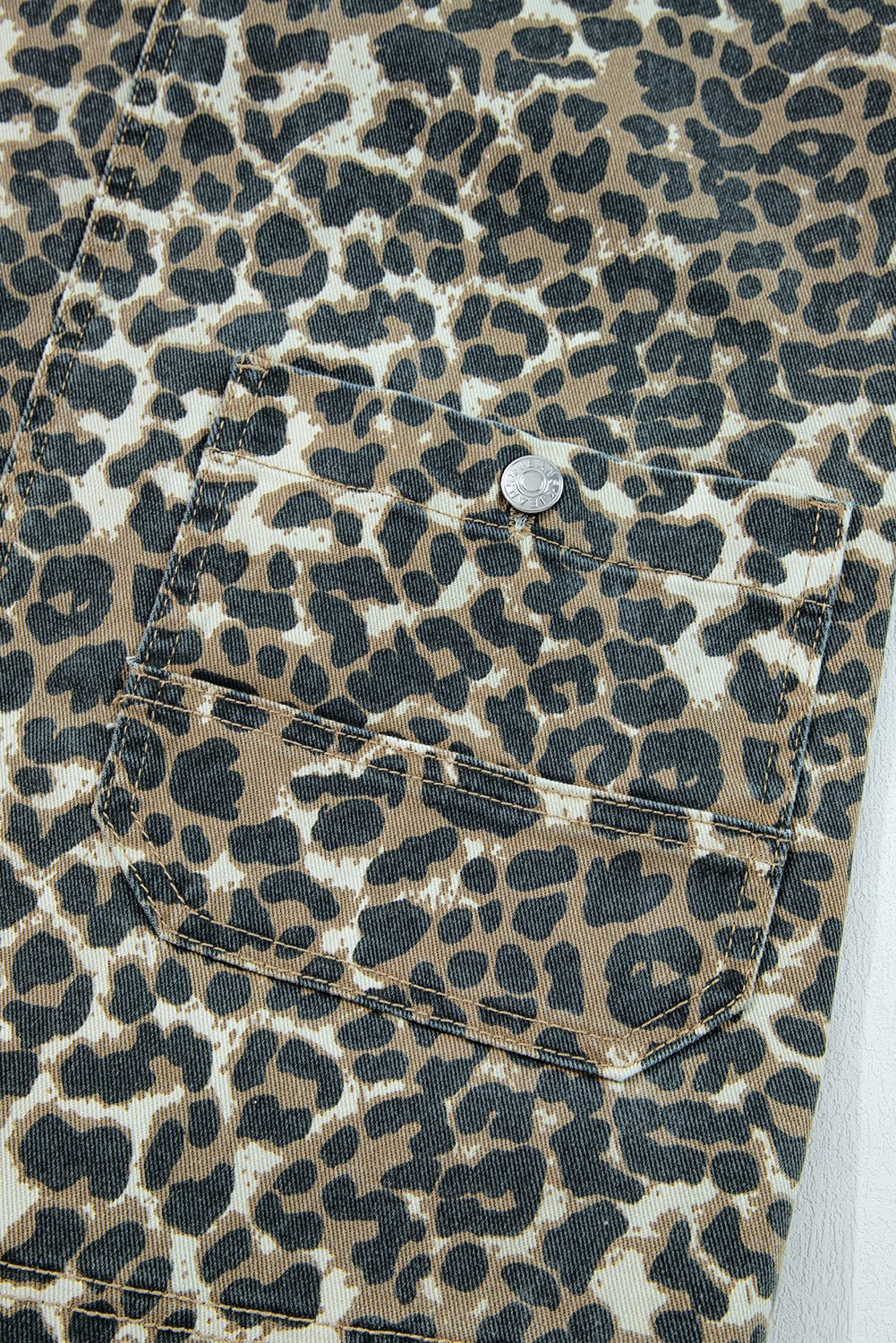 Leopard Denim Pocketed Mini Dress - Rooted & Reckless Co.