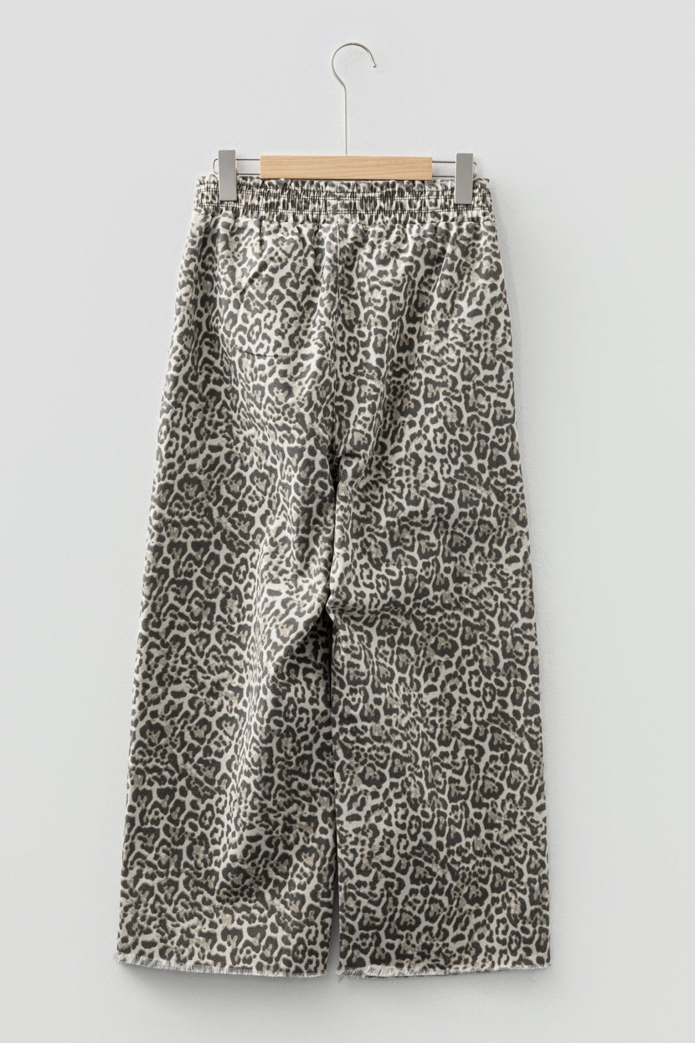 Leopard Denim Raw Hem Elastic Waist Loose Jeans - Rooted & Reckless Co.