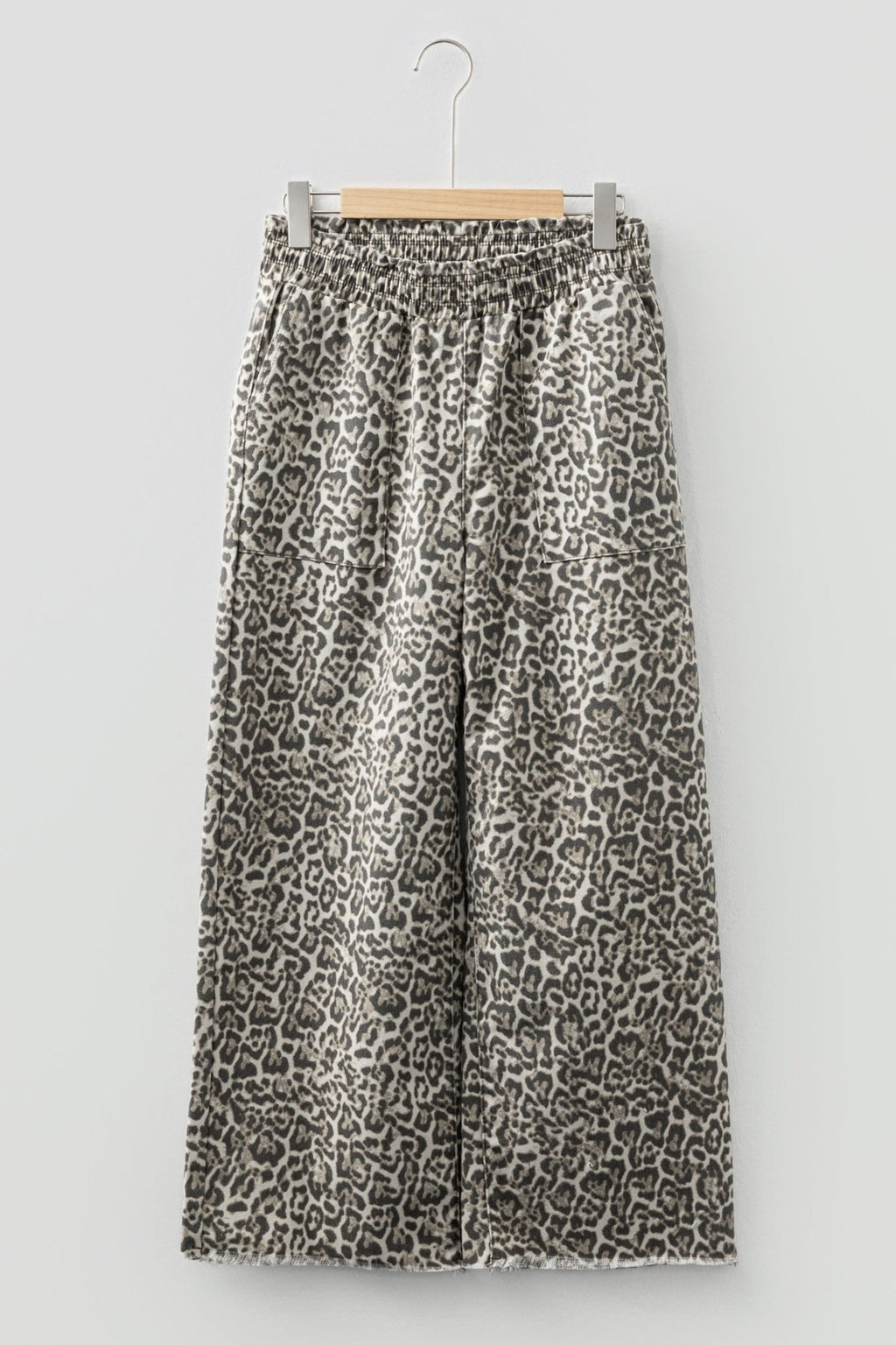 Leopard Denim Raw Hem Elastic Waist Loose Jeans - Rooted & Reckless Co.