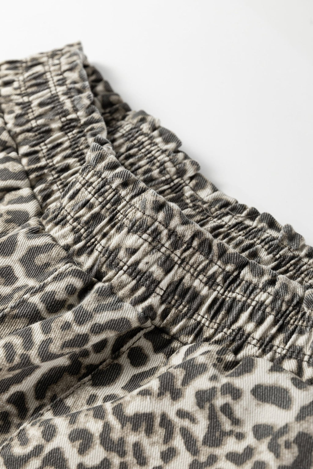 Leopard Denim Raw Hem Elastic Waist Loose Jeans - Rooted & Reckless Co.
