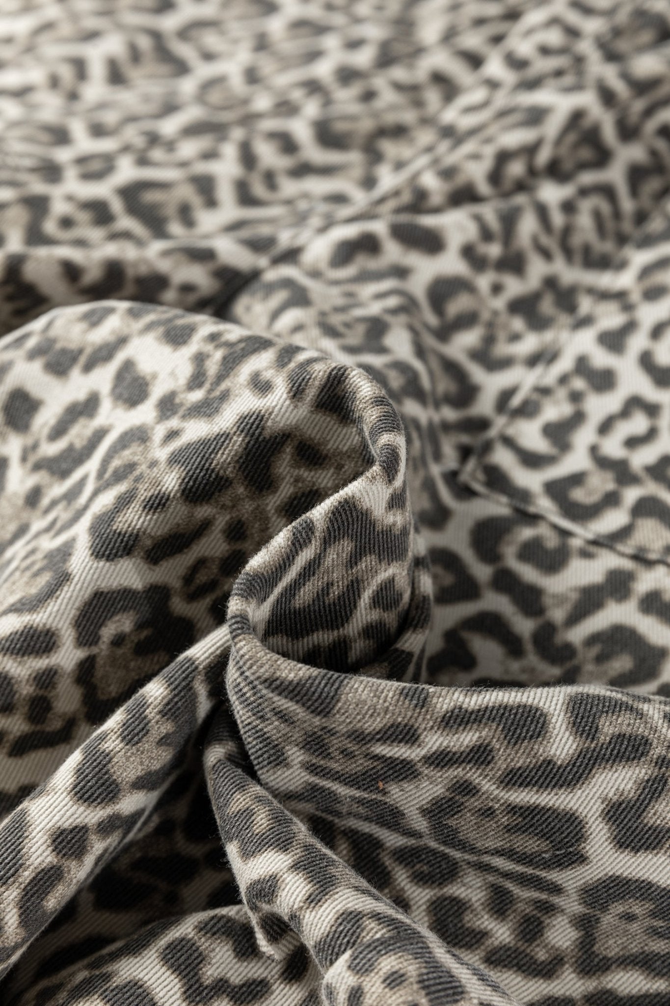 Leopard Denim Raw Hem Elastic Waist Loose Jeans - Rooted & Reckless Co.