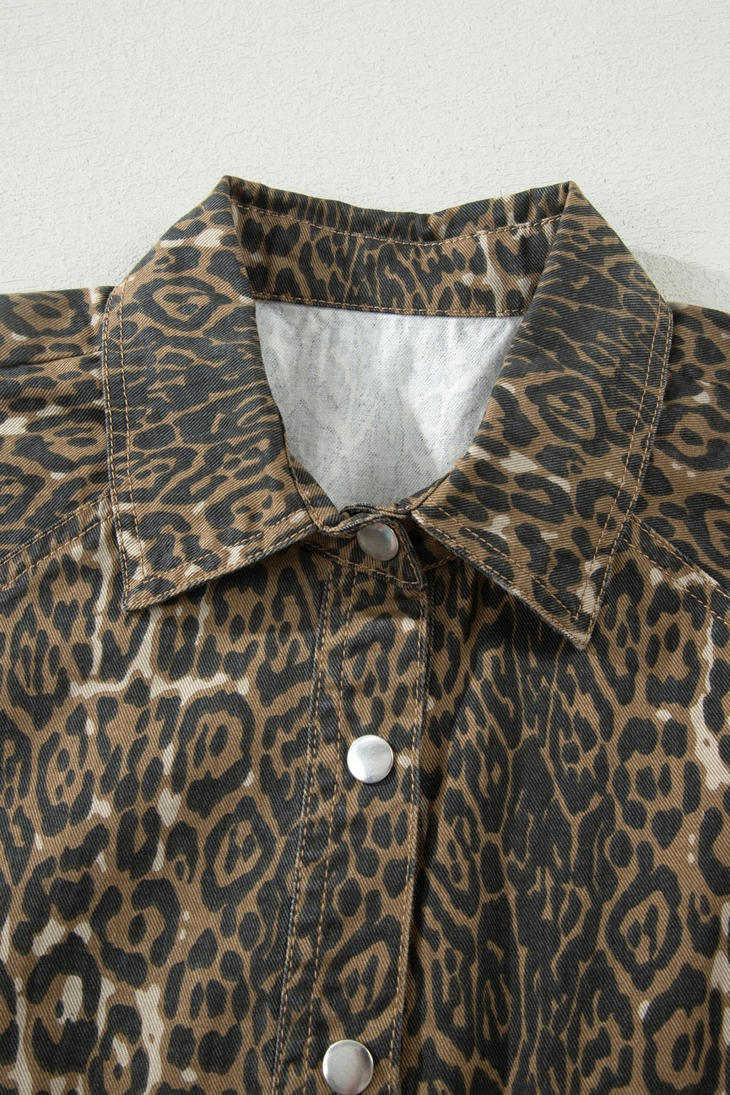 Leopard Denim Short Sleeve Pleated Mini Dress - Rooted & Reckless Co.