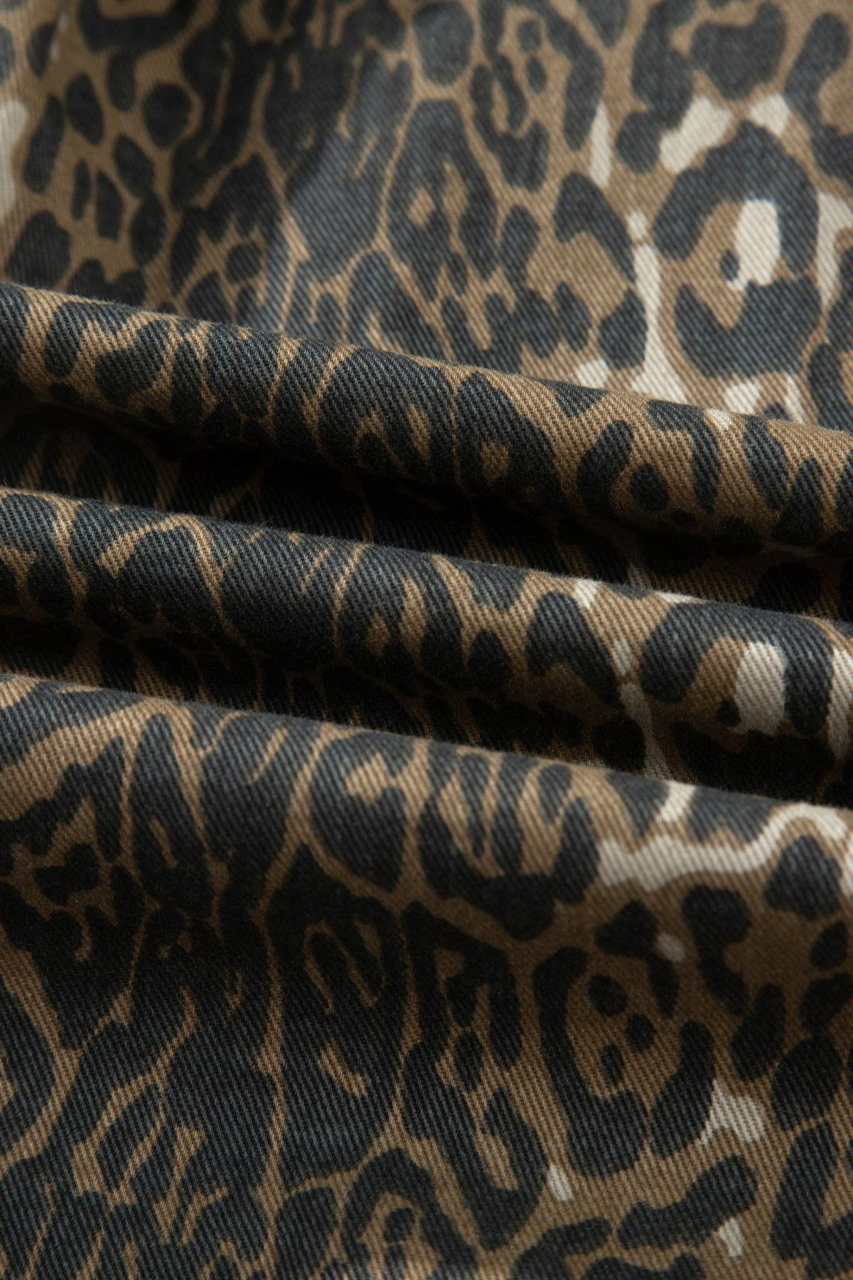 Leopard Denim Short Sleeve Pleated Mini Dress - Rooted & Reckless Co.