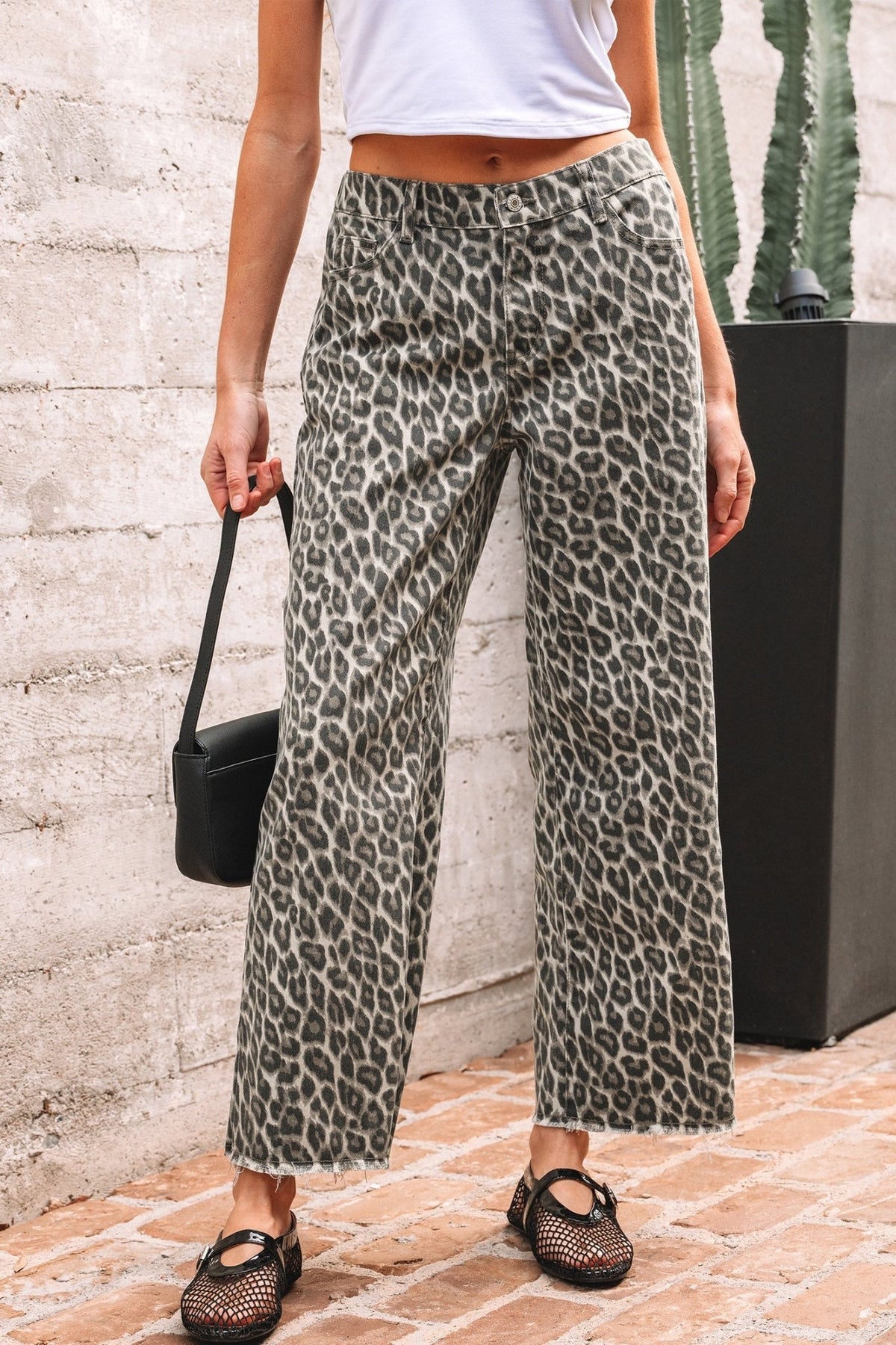 Leopard Denim Straight Leg Jeans - Rooted & Reckless Co.
