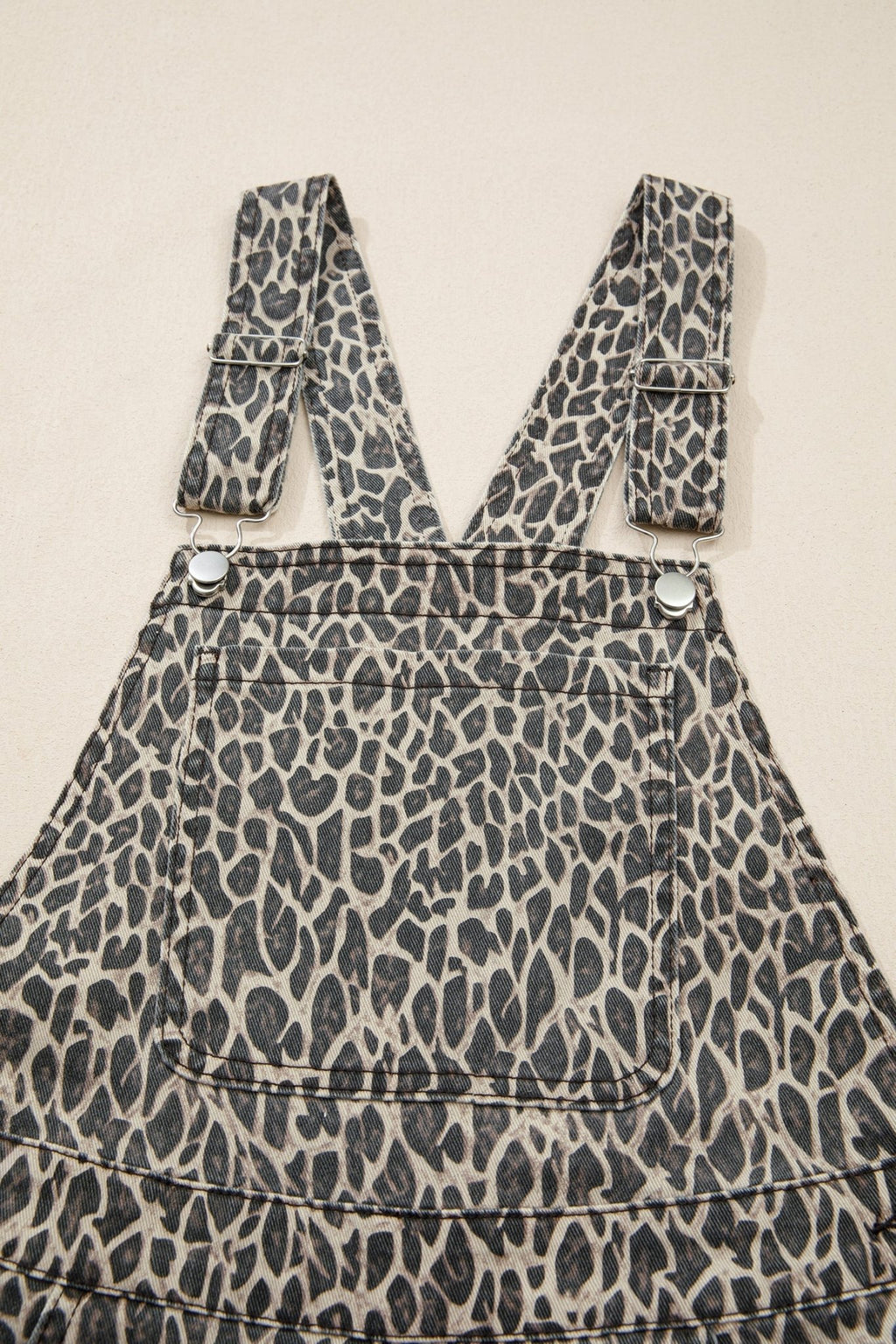 Leopard Denim Straight Leg Overall Jumpsuit - Rooted & Reckless Co.