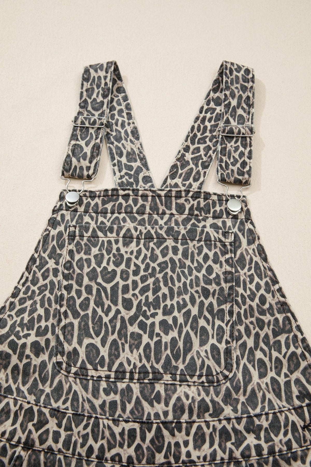 Leopard Denim Straight Leg Overall Jumpsuit - Rooted & Reckless Co.