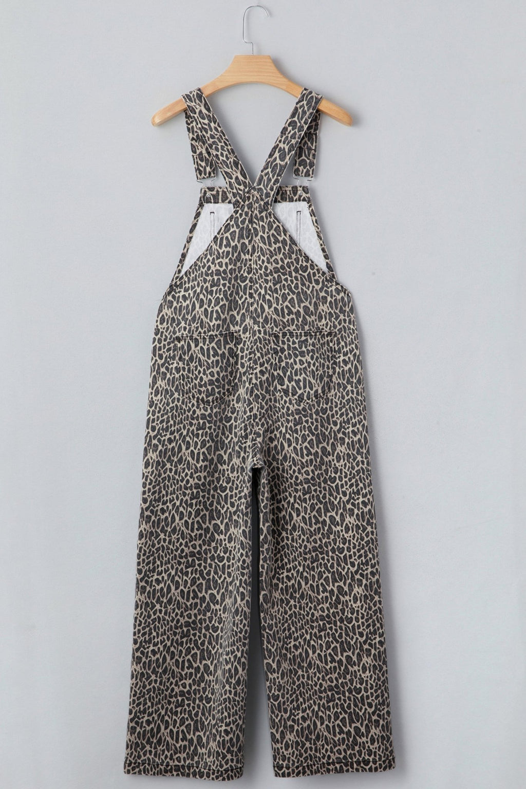Leopard Denim Straight Leg Overall Jumpsuit - Rooted & Reckless Co.
