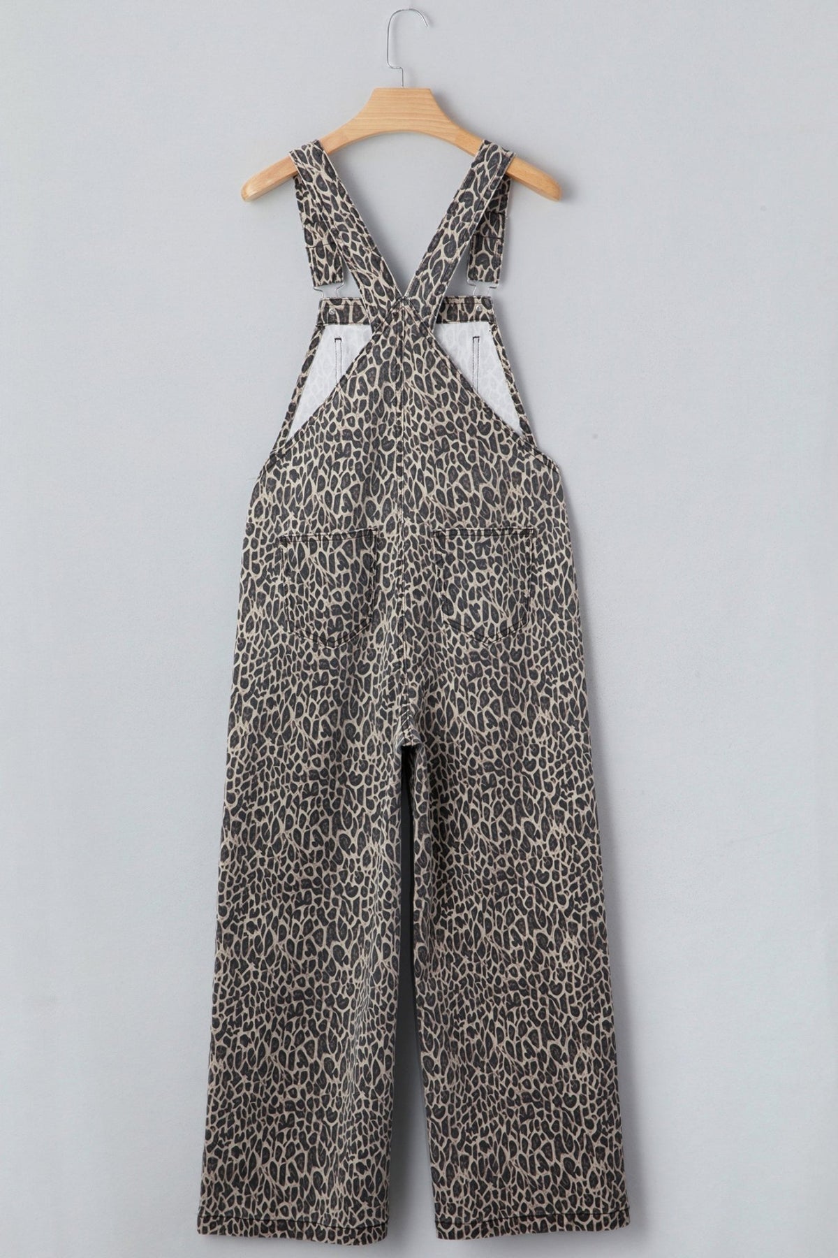 Leopard Denim Straight Leg Overall Jumpsuit - Rooted & Reckless Co.