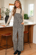 Leopard Denim Straight Leg Overall Jumpsuit - Rooted & Reckless Co.