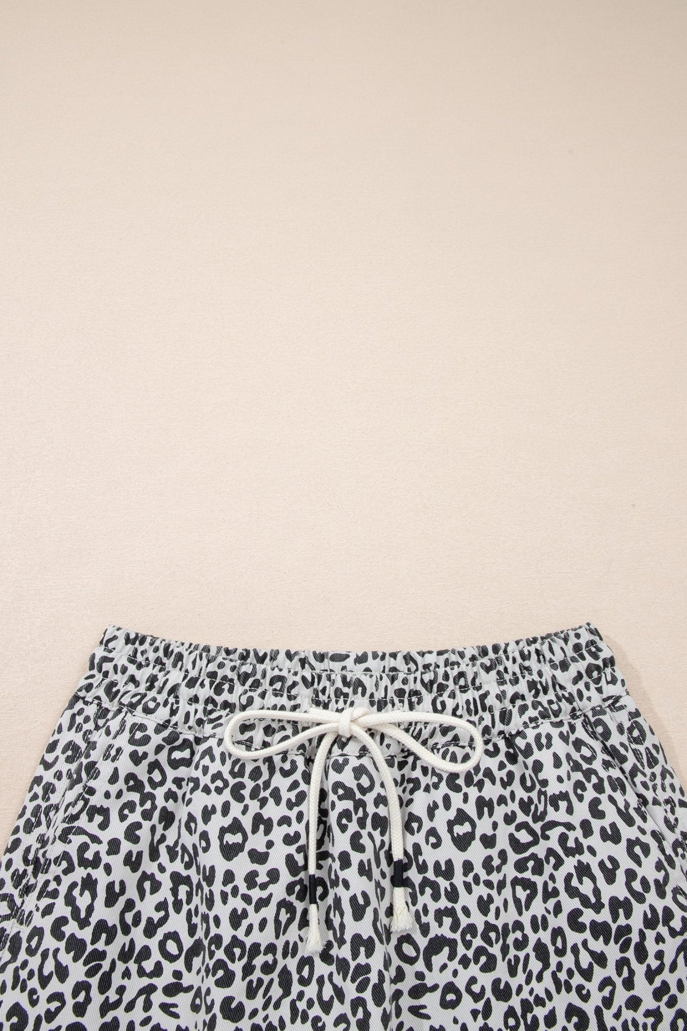 Leopard Denim Tassel Drawstring Skort - Rooted & Reckless Co.