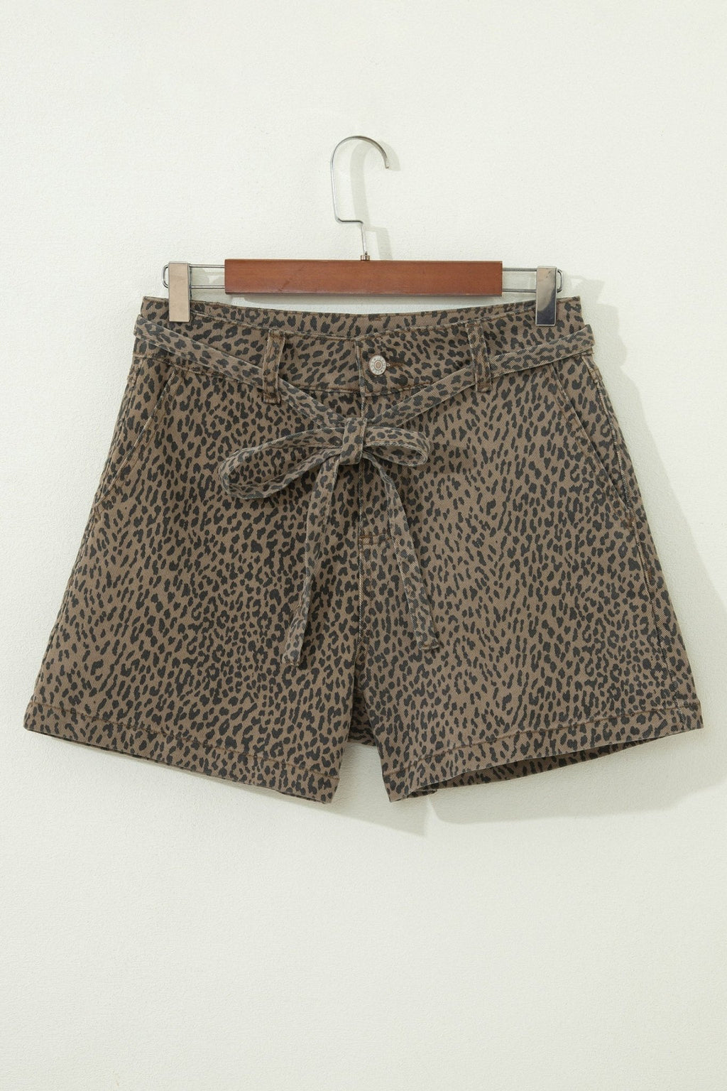 Leopard Denim Tie High Waist Shorts - Rooted & Reckless Co.