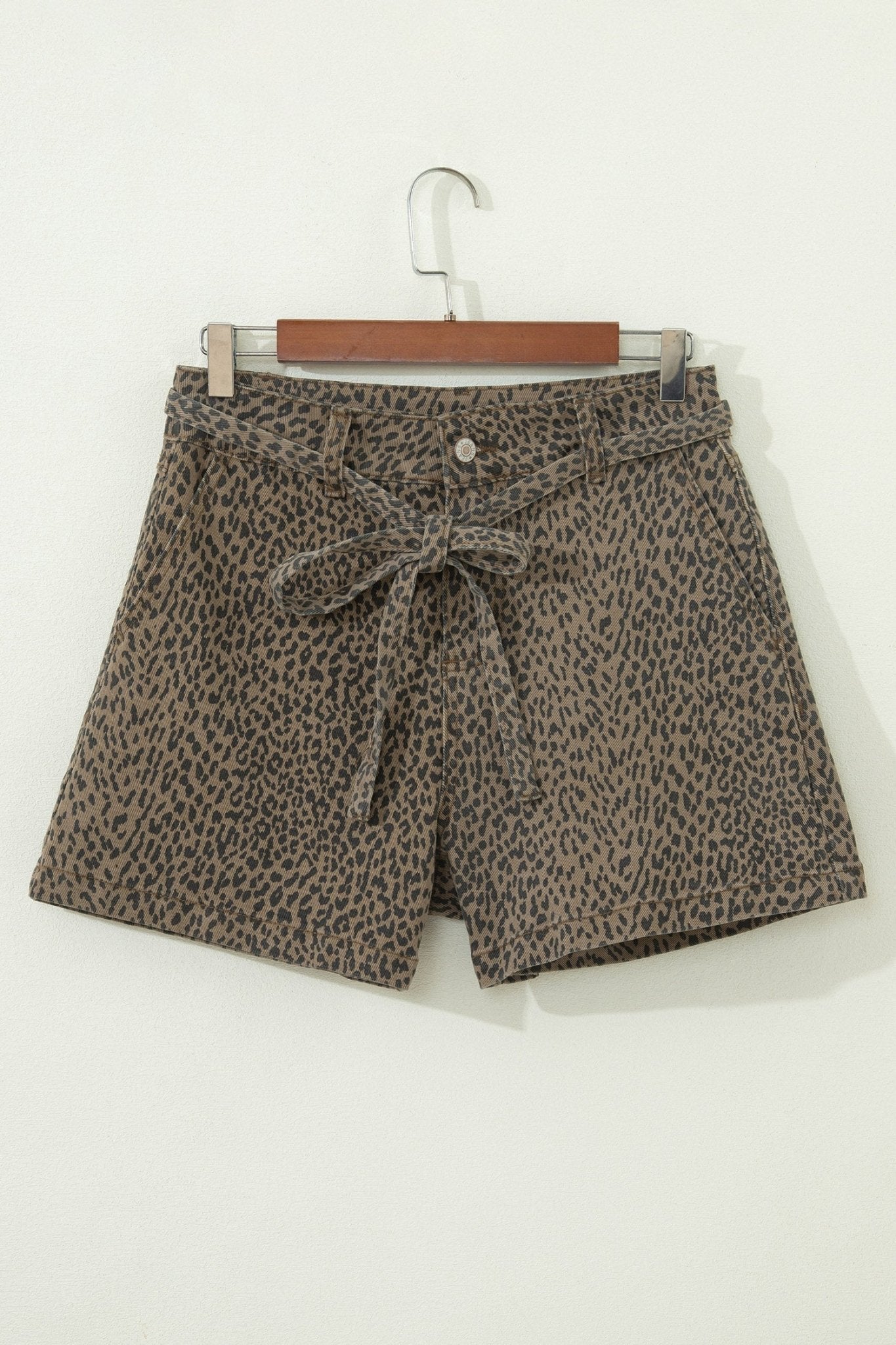 Leopard Denim Tie High Waist Shorts - Rooted & Reckless Co.