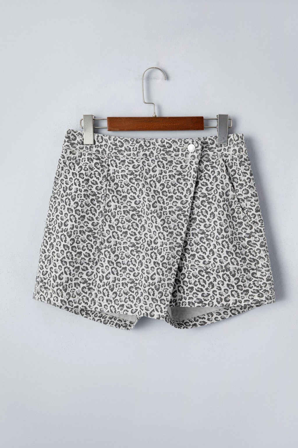 Leopard Denim Wrap Front Shorts - Rooted & Reckless Co.