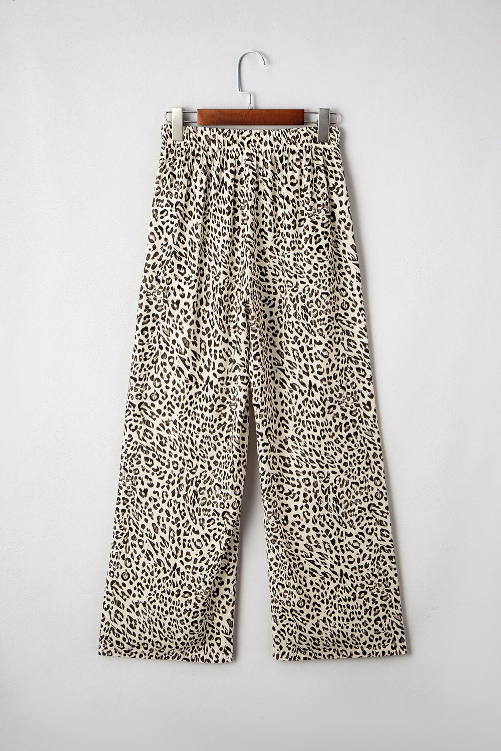 Leopard Drawstring Elastic Waist Straight Leg Pants - Rooted & Reckless Co.
