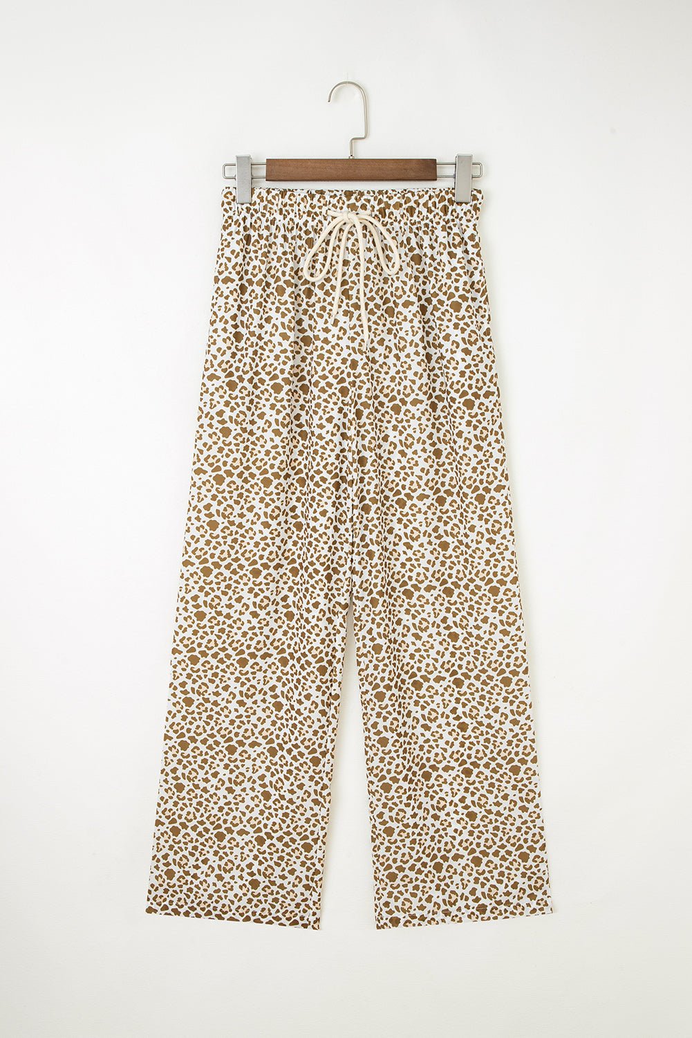 Leopard Drawstring Elastic Waist Straight Leg Pants - Rooted & Reckless Co.