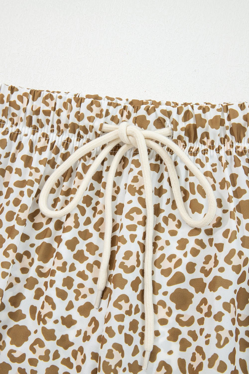 Leopard Drawstring Elastic Waist Straight Leg Pants - Rooted & Reckless Co.