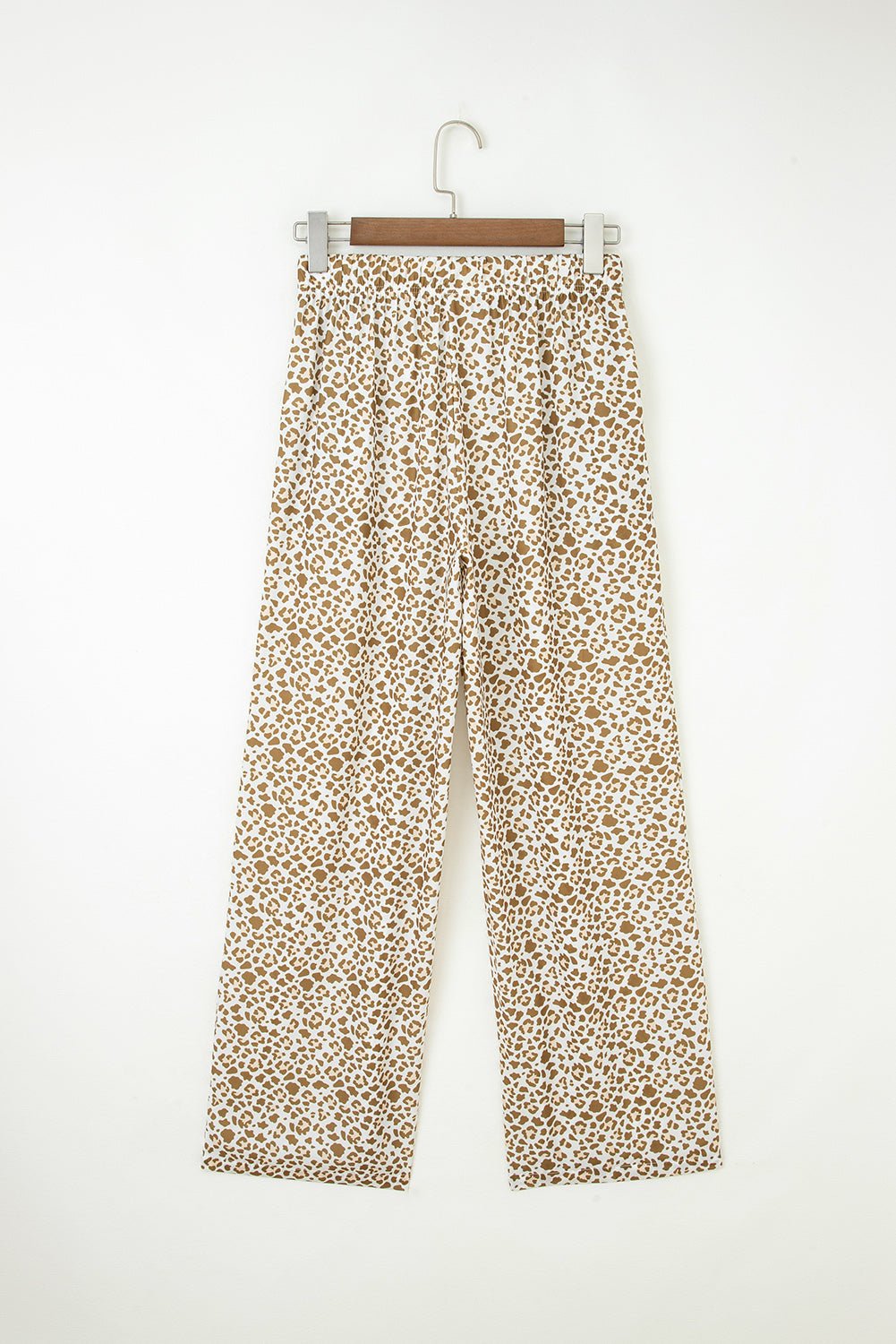 Leopard Drawstring Elastic Waist Straight Leg Pants - Rooted & Reckless Co.