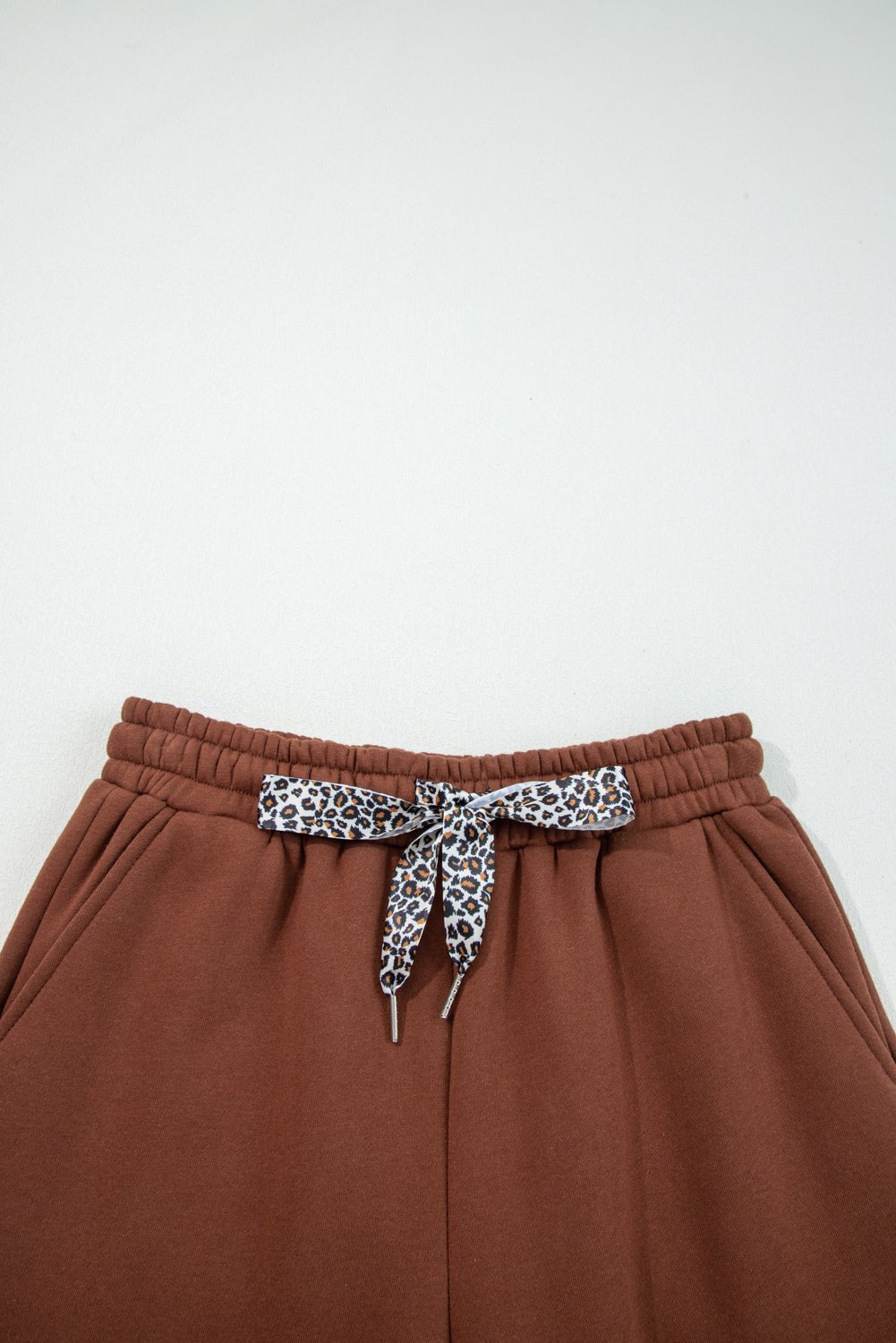 Leopard Drawstring Fleece Lined Elastic Waist Pants - Rooted & Reckless Co.