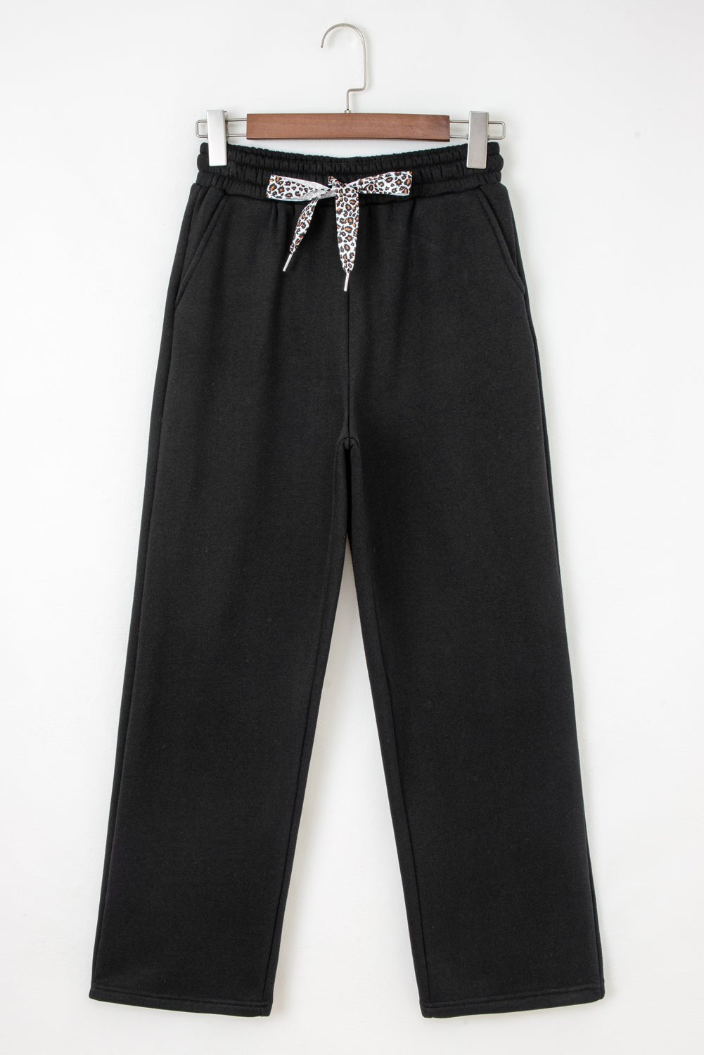 Leopard Drawstring Fleece Lined Elastic Waist Pants - Rooted & Reckless Co.