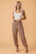 Leopard Drawstring Waist Jogger Pants - Rooted & Reckless Co.
