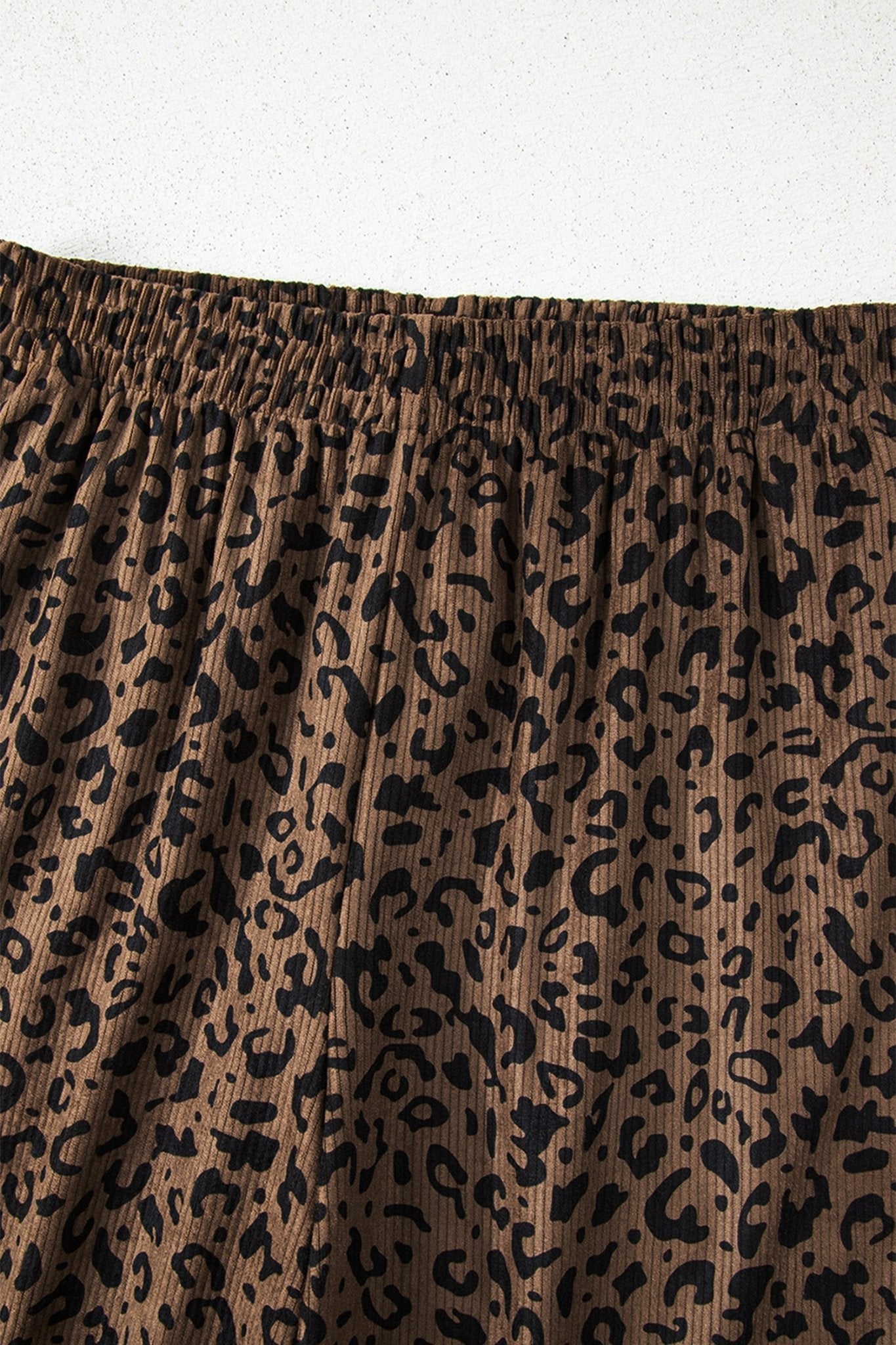 Leopard Elastic High Waist Loose Corduroy Pants - Rooted & Reckless Co.