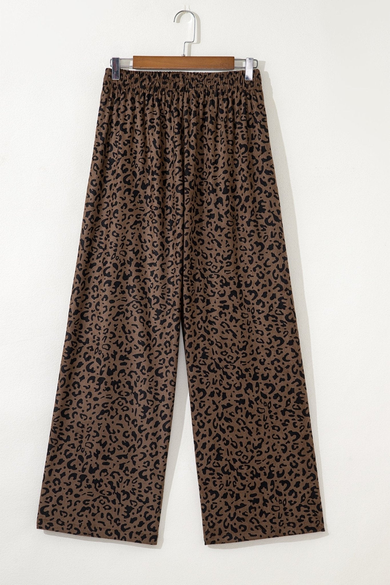 Leopard Elastic High Waist Loose Corduroy Pants - Rooted & Reckless Co.