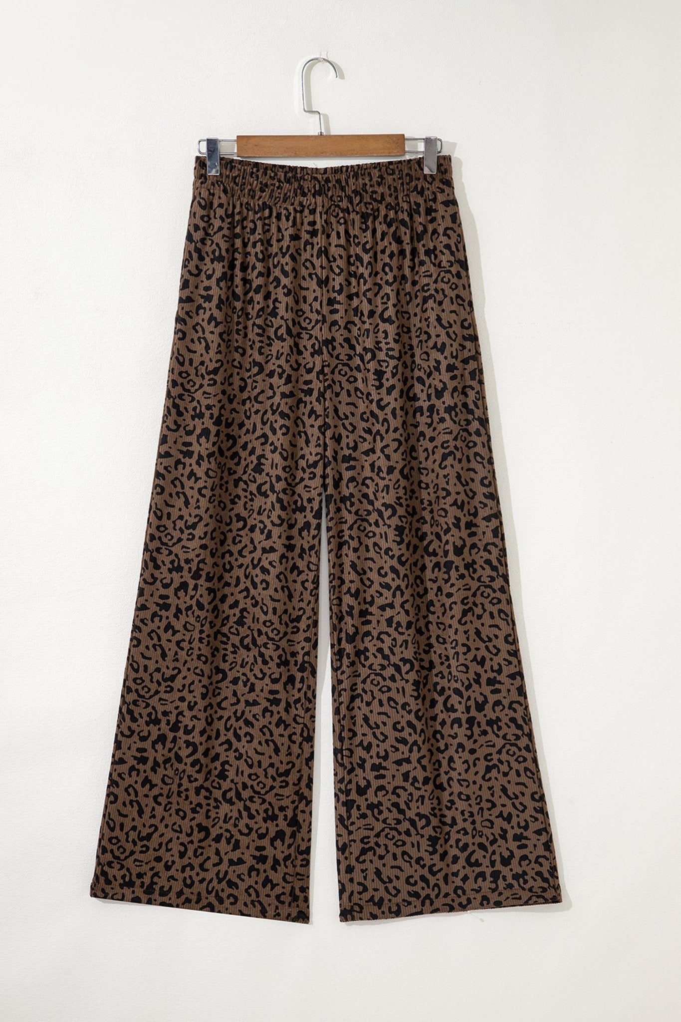 Leopard Elastic High Waist Loose Corduroy Pants - Rooted & Reckless Co.