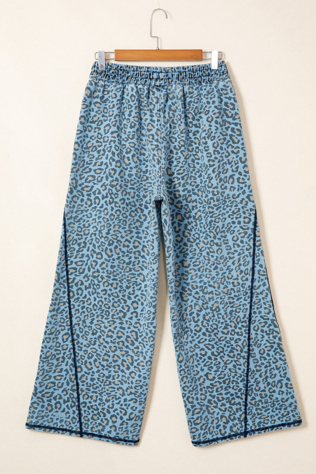 Leopard Exposed Seam Wide Leg Drawstring Jeans - Rooted & Reckless Co.