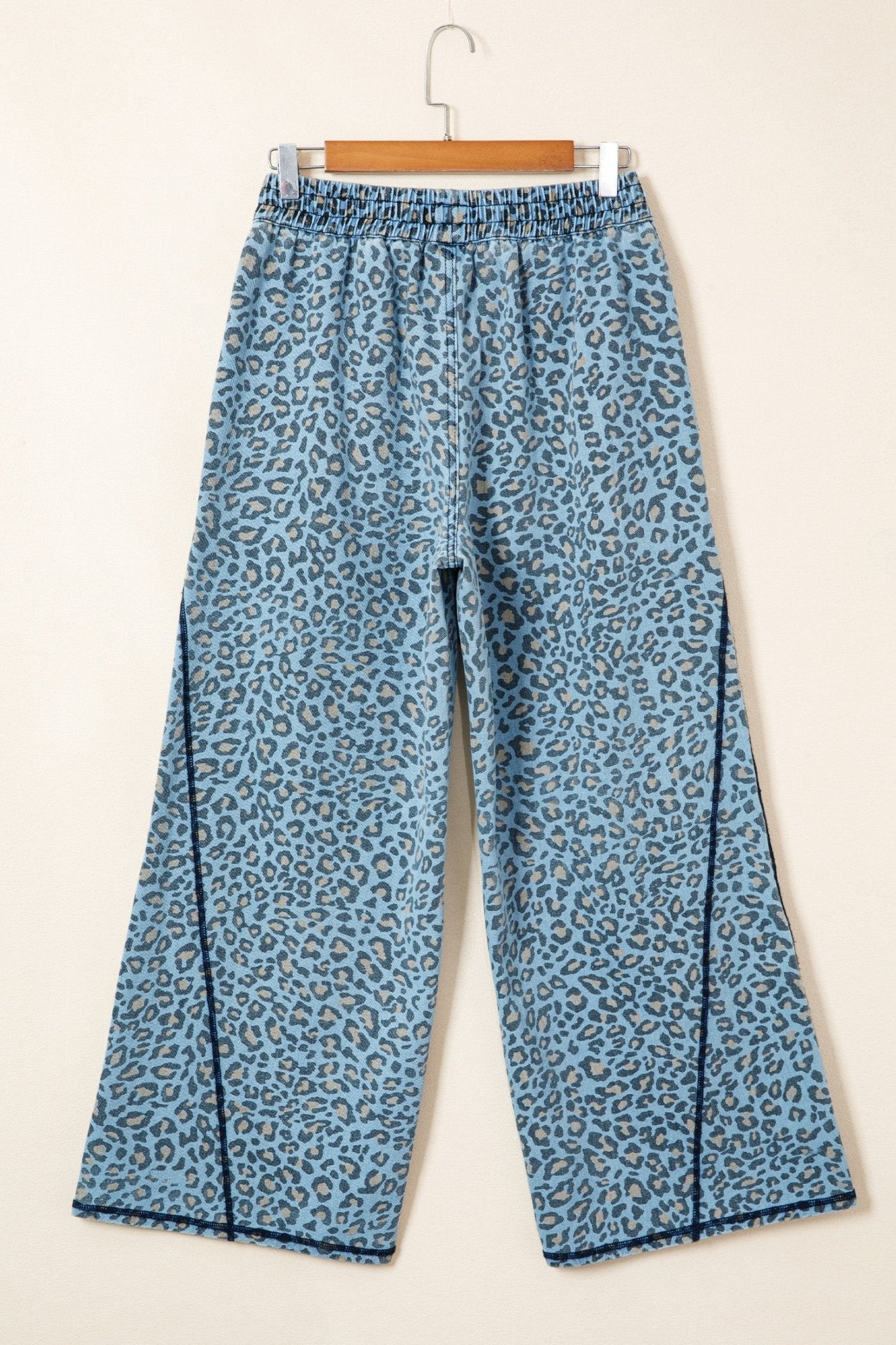 Leopard Exposed Seam Wide Leg Drawstring Jeans - Rooted & Reckless Co.