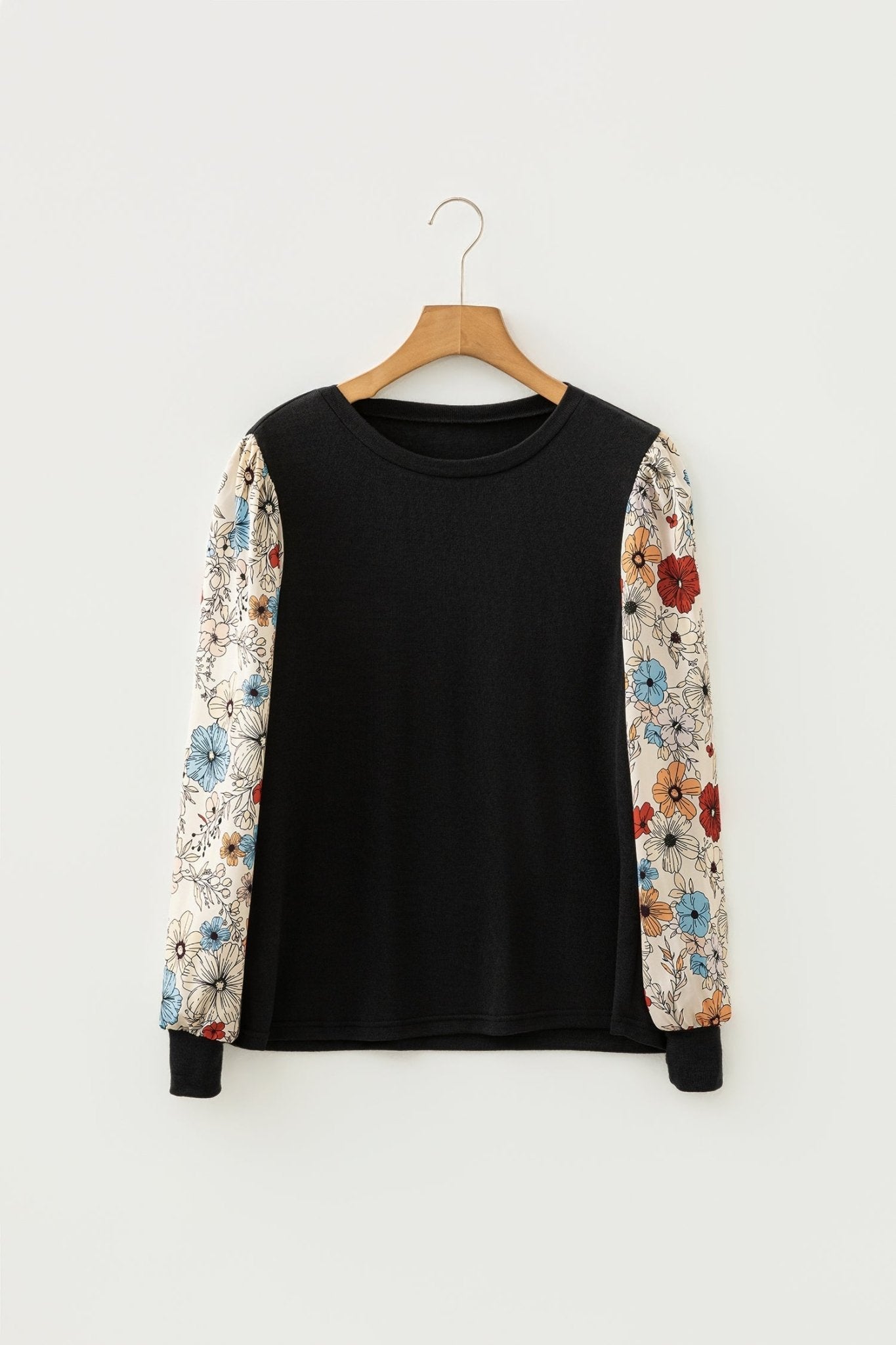 Leopard & Floral Patchwork Puff Sleeve Top - Rooted & Reckless Co.