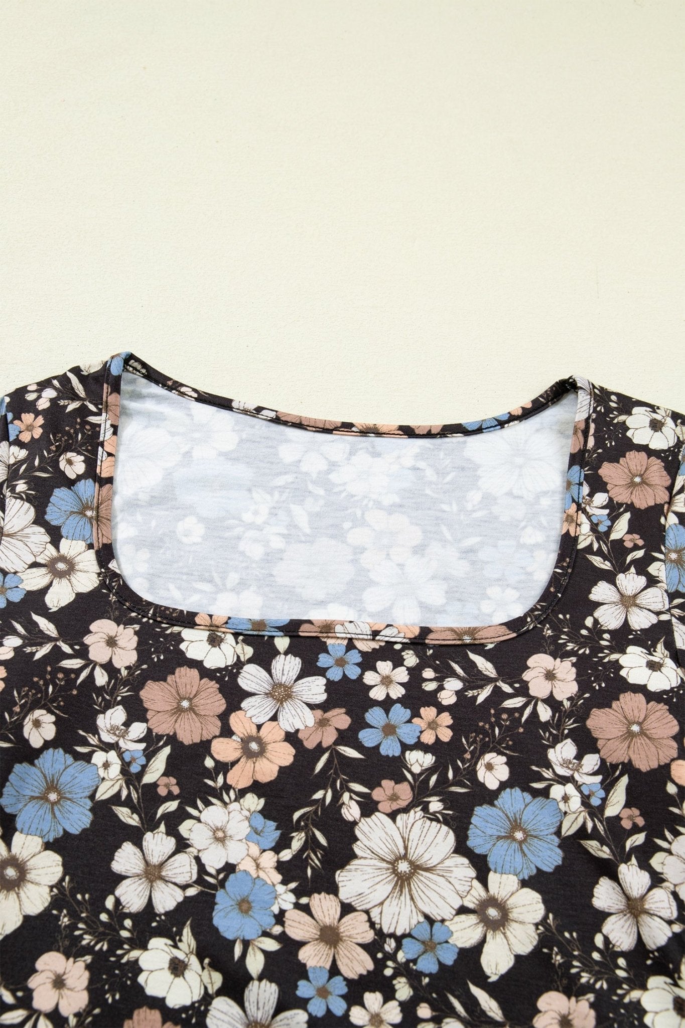 Leopard & Floral Square Neck Long Sleeve T-Shirt - Rooted & Reckless Co.