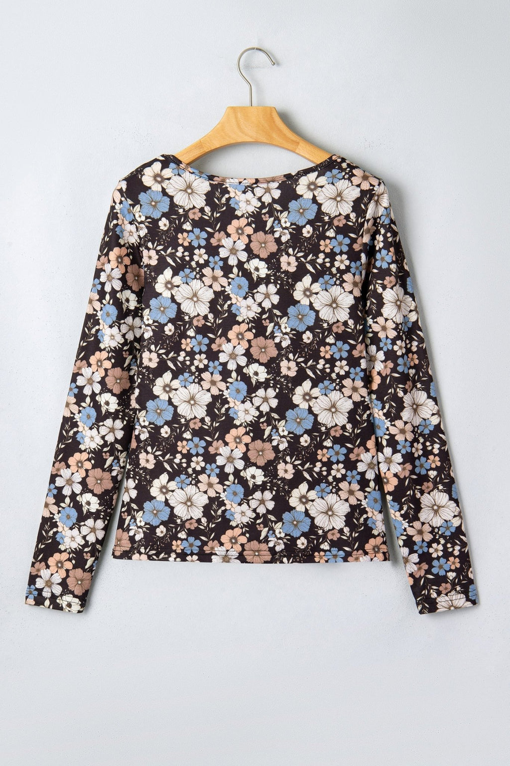 Leopard & Floral Square Neck Long Sleeve T-Shirt - Rooted & Reckless Co.