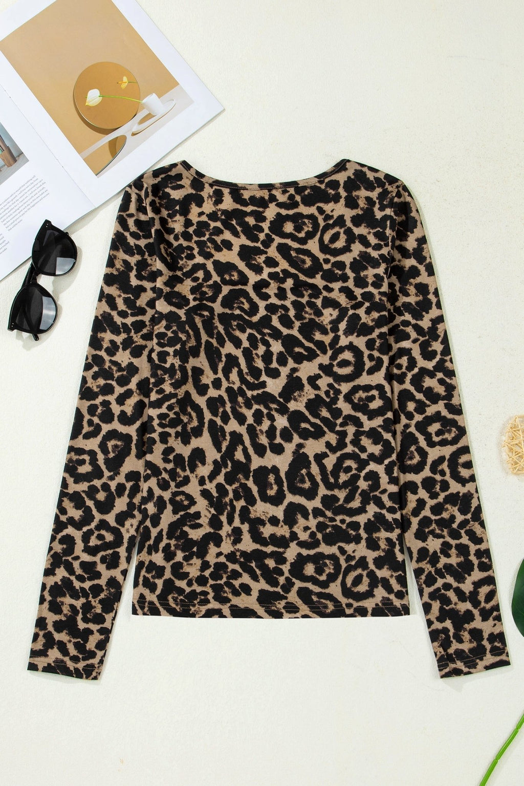 Leopard & Floral Square Neck Long Sleeve T-Shirt - Rooted & Reckless Co.
