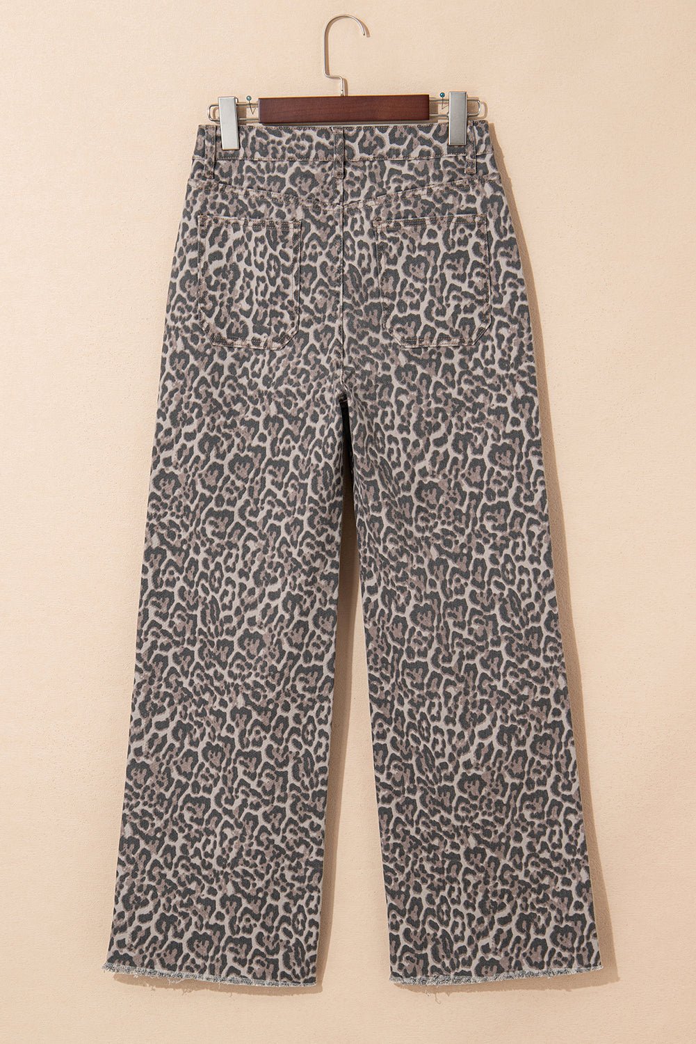 Leopard Frayed Edge High Waist Wide Leg Jeans - Rooted & Reckless Co.